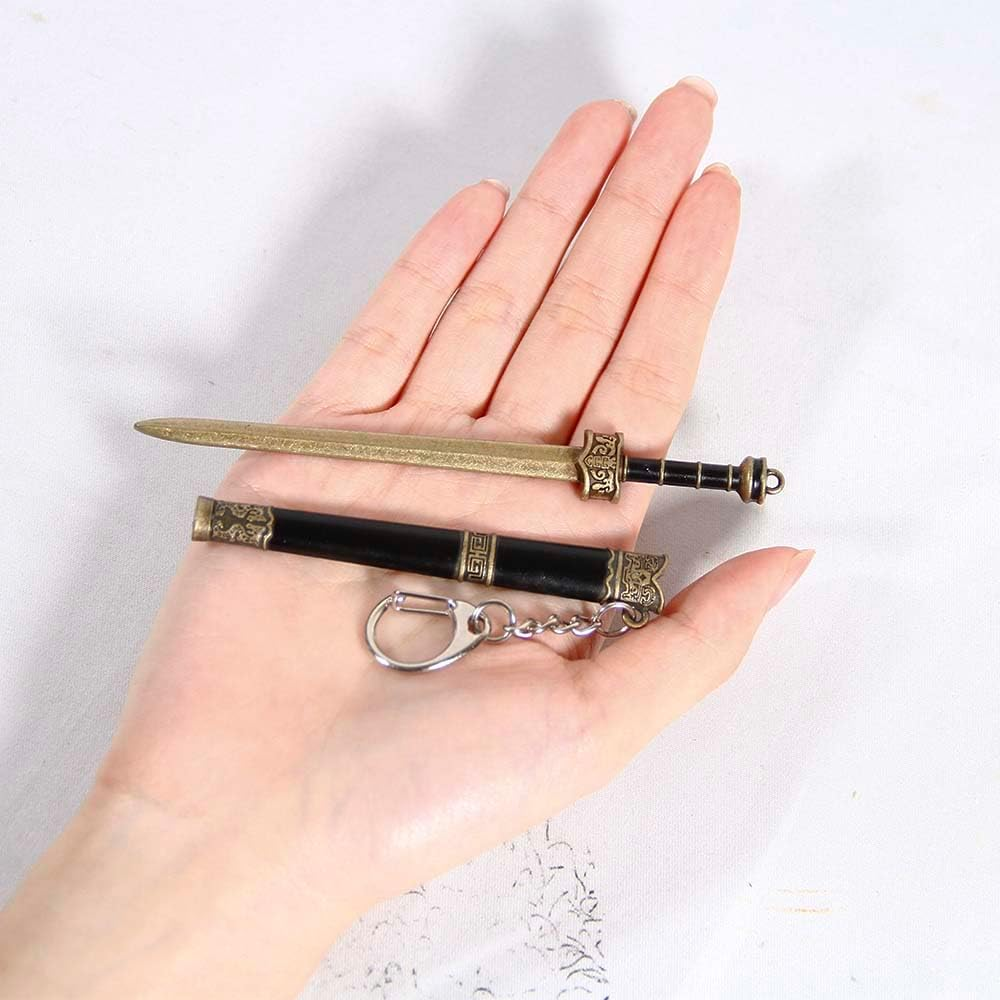 Mini Katana Mini Sword with Plastic Stand Samurai Sword Metal Weapon Model Toy Katana Anime Swords Keychain - Style B image number 5