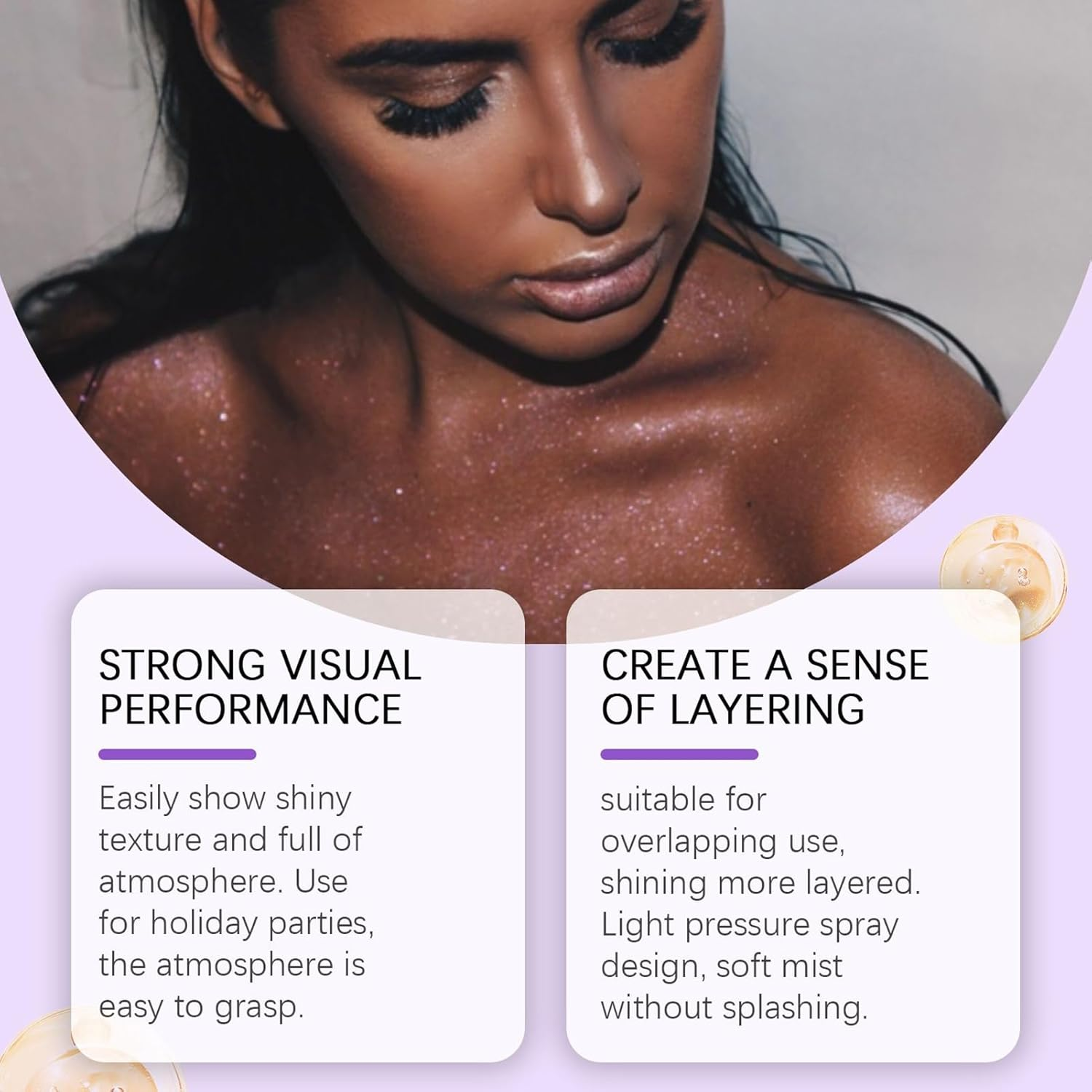 Body Glitter Spray,Clothes Face Shimmer Glitter Spray - Sparkling Hairspray Cosmetic Shimmer Versatile for Women Wife Daughter Parties Daily Use image number 3