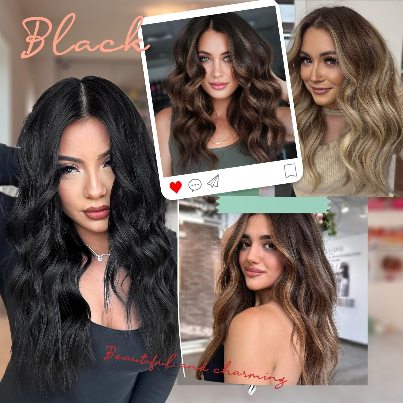 ISAMY 18 Inch Wigs for Women Medium Part Synthetic Hair Wavy Wig for Daily Use (Brown) image number 6