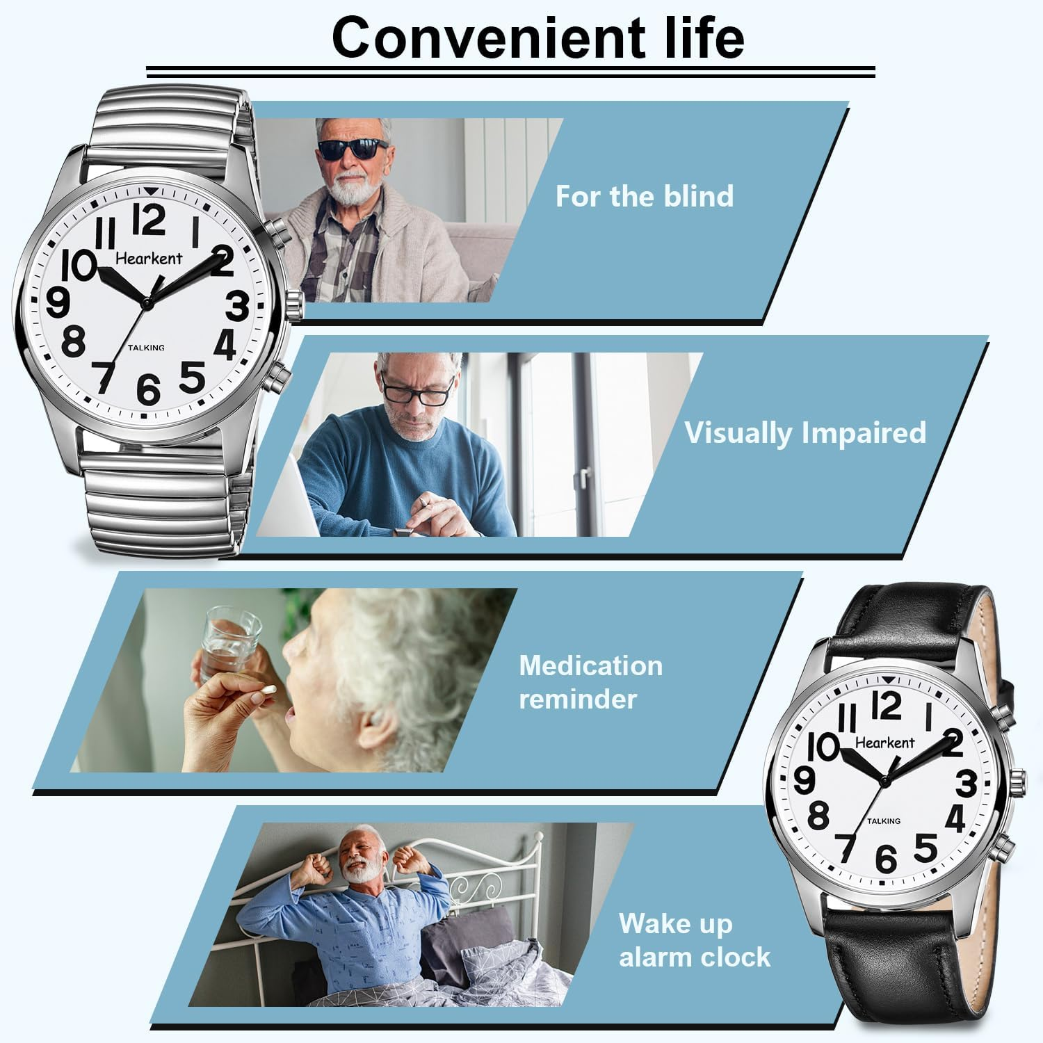 Hearkent Talking Watch with Jumbo Numbers, Men'S Wrist Watch, Clear Loud English Voice for Blind, Seniors,Visually Impaired,Or Elderly, Easy to Read image number 1