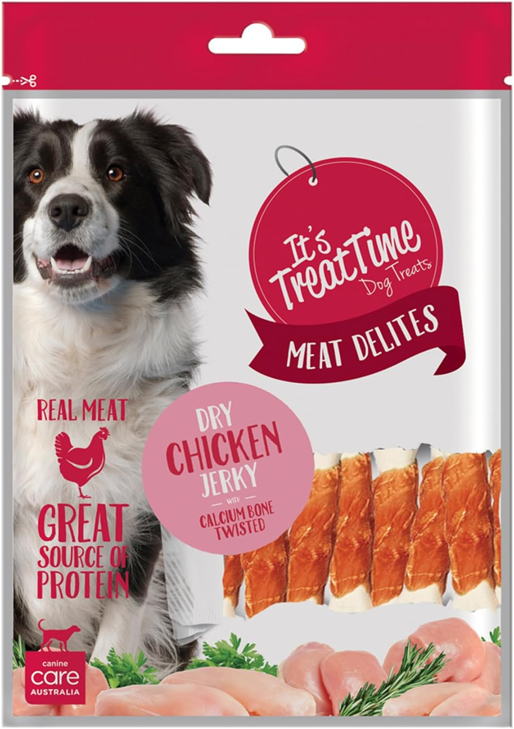 It'S Treat Time Meat Delites Dry Chicken Jerky Calcium Bone Twist Dog Treat, 250G, Real Meat, Great Source of Protein, Tartar Control, Low in Fat, Suitable for All Dogs