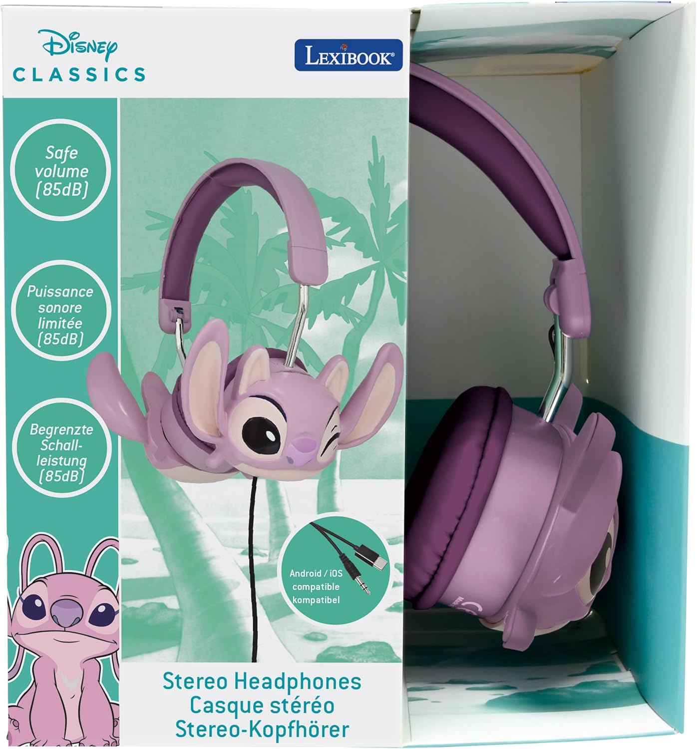 Lexibook, Disney Stitch Stereo Wired Headphones Angel 3D Foldable Limited Sound Performance HP015D1 image number 4
