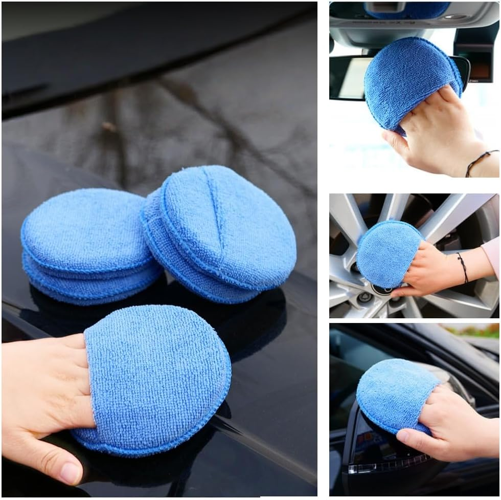 Microfiber Wax Applicator Pads, 12 Pack Car Wax Applicator Pads, Microfiber Applicator Pad with Finger Pocket, Buffing & Polishing Pads for Car Cleaning and Fine Polishing (5" Diameter) image number 1