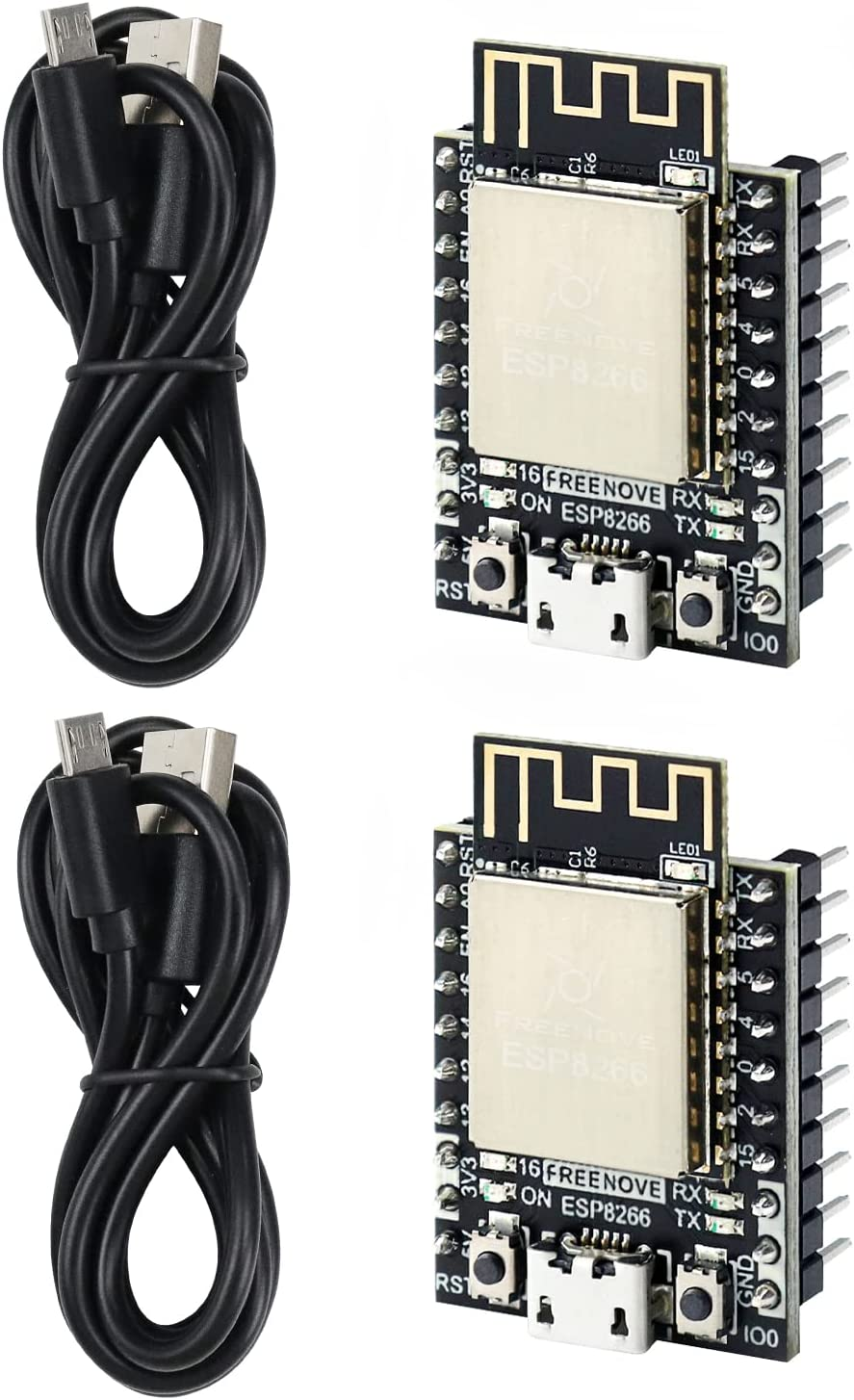 Freenove ESP8266 Development Board, 32-Bit 160 Mhz Mini Microcontroller, Onboard Wi-Fi, Python C Code, Example Projects Tutorial