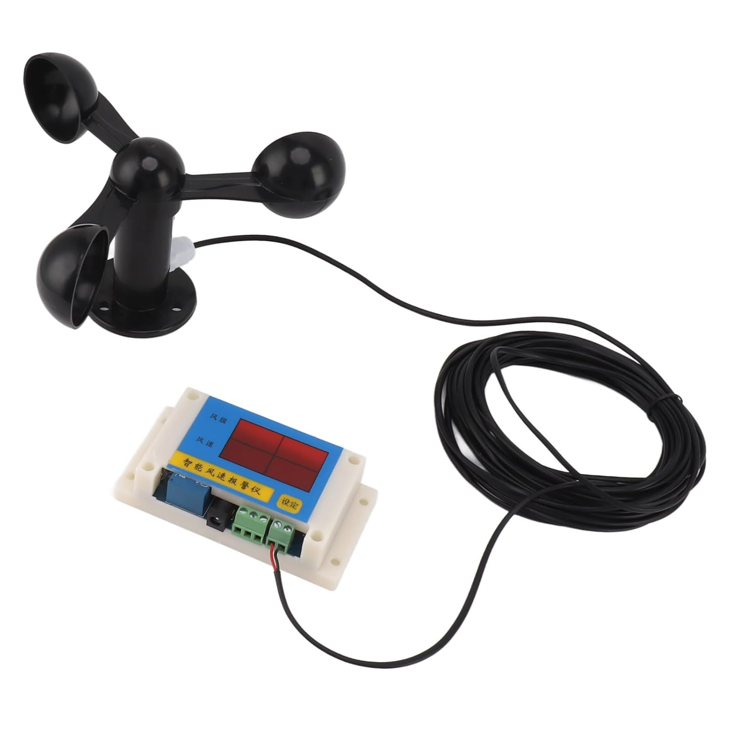 Weather Stations and Accessories,Weather Station Wind Speed Alarm Tower Crane Aluminum Alloy Wind Cup Wind Speed Alarm Tower Crane Anemometer 5V image number 1