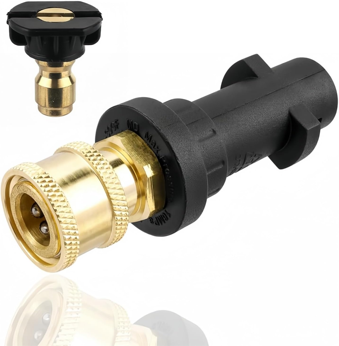 Kastetards High Pressure Washer Gun Adapter,1/4'' Quick Connect Adapter with Brass Female,Foam Gun Parts,With 1 Power Spray Nozzle Tips(Black) image number 3