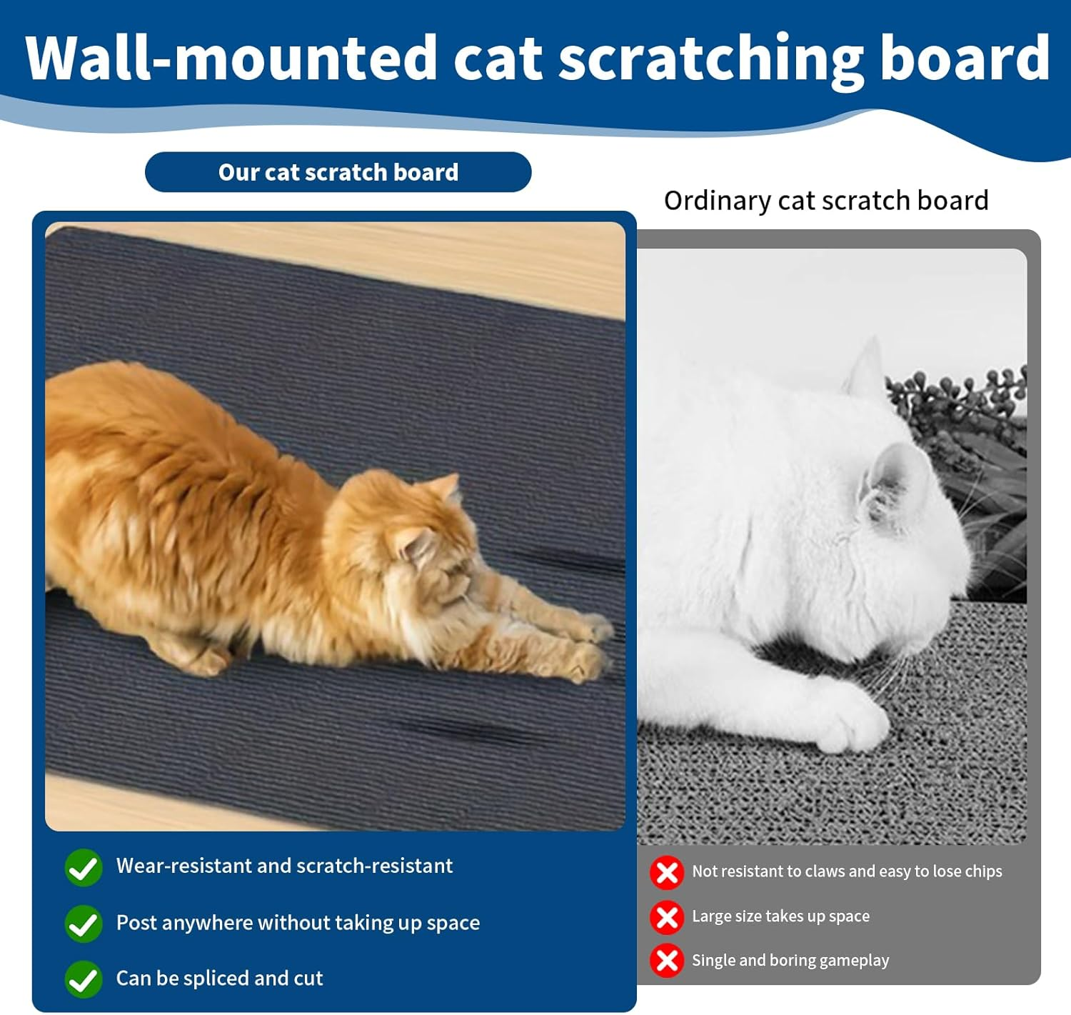 Pack of 2 Self-Adhesive Scratching Mat, 200 X 40 Cm, Scratch Protection, Sofa Scratching Mat, Trimmable Scratching Board, Wall Cat Scratching Mat, Thickened Scratching Boards, Cat Wall for Furniture image number 4