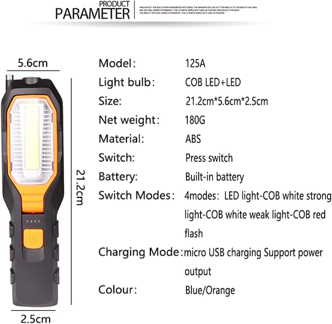 MODOAO Rechargeable COB LED Work Light, Magnetic USB Inspection Light, 700 Lumens, Black image number 4