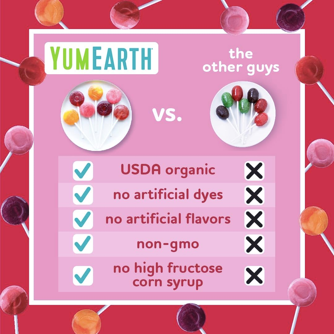 Yumearth Organic Lollipops, Assorted Flavors, 50 Count
