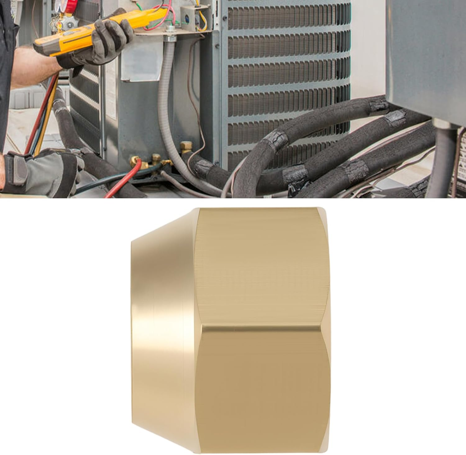 Emsea 4Pcs 10MM M16X1.5 Thread Brass Flare Reducing Nuts for Refrigeration, HVAC, Heating, Industrial Piping Systems image number 5