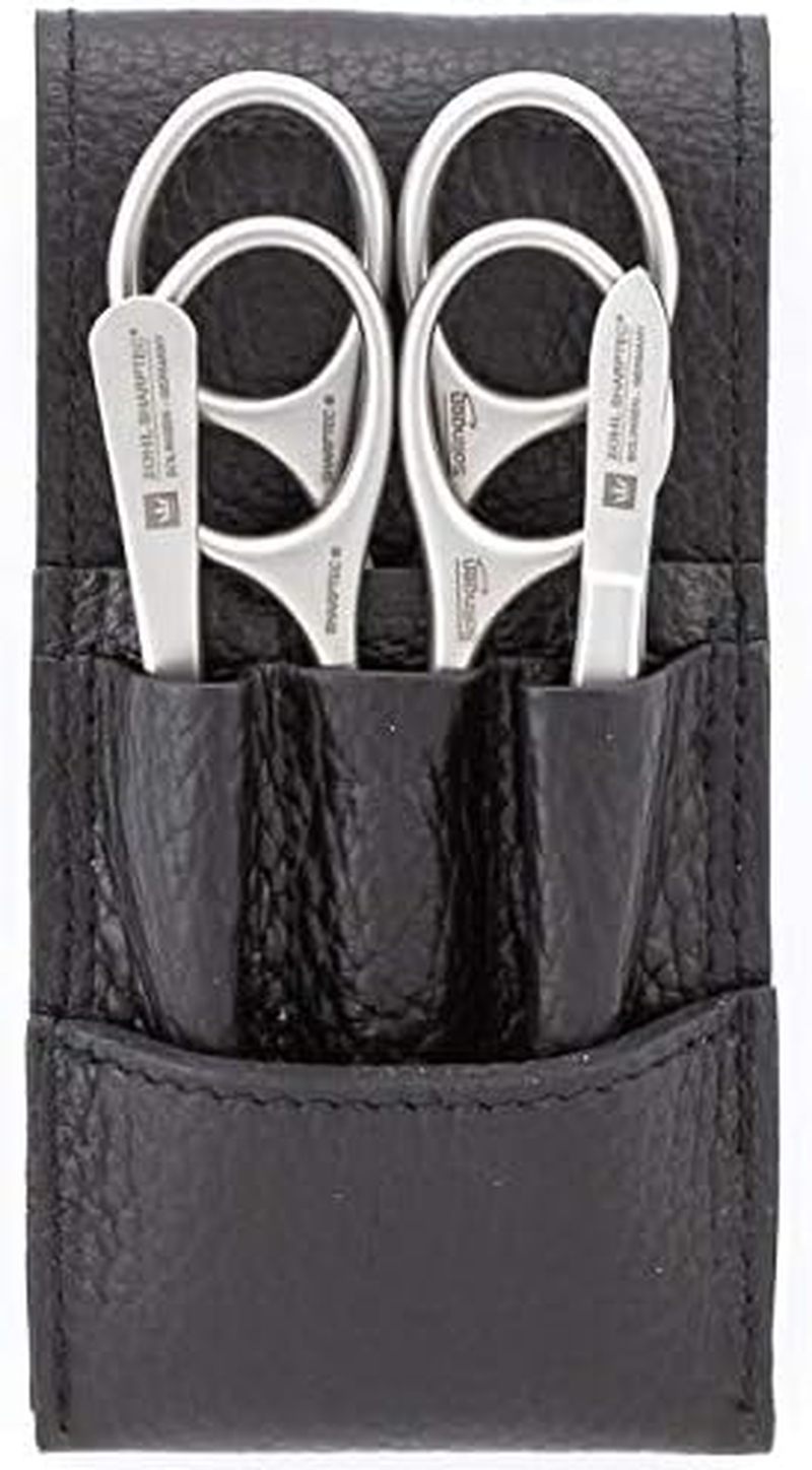 ZOHL SOLINGEN Manicure Scissors Set with Sapphire Nail File & Professional Eyebrow Tweezers in Black Leather Case (MAG-M74) image number 1