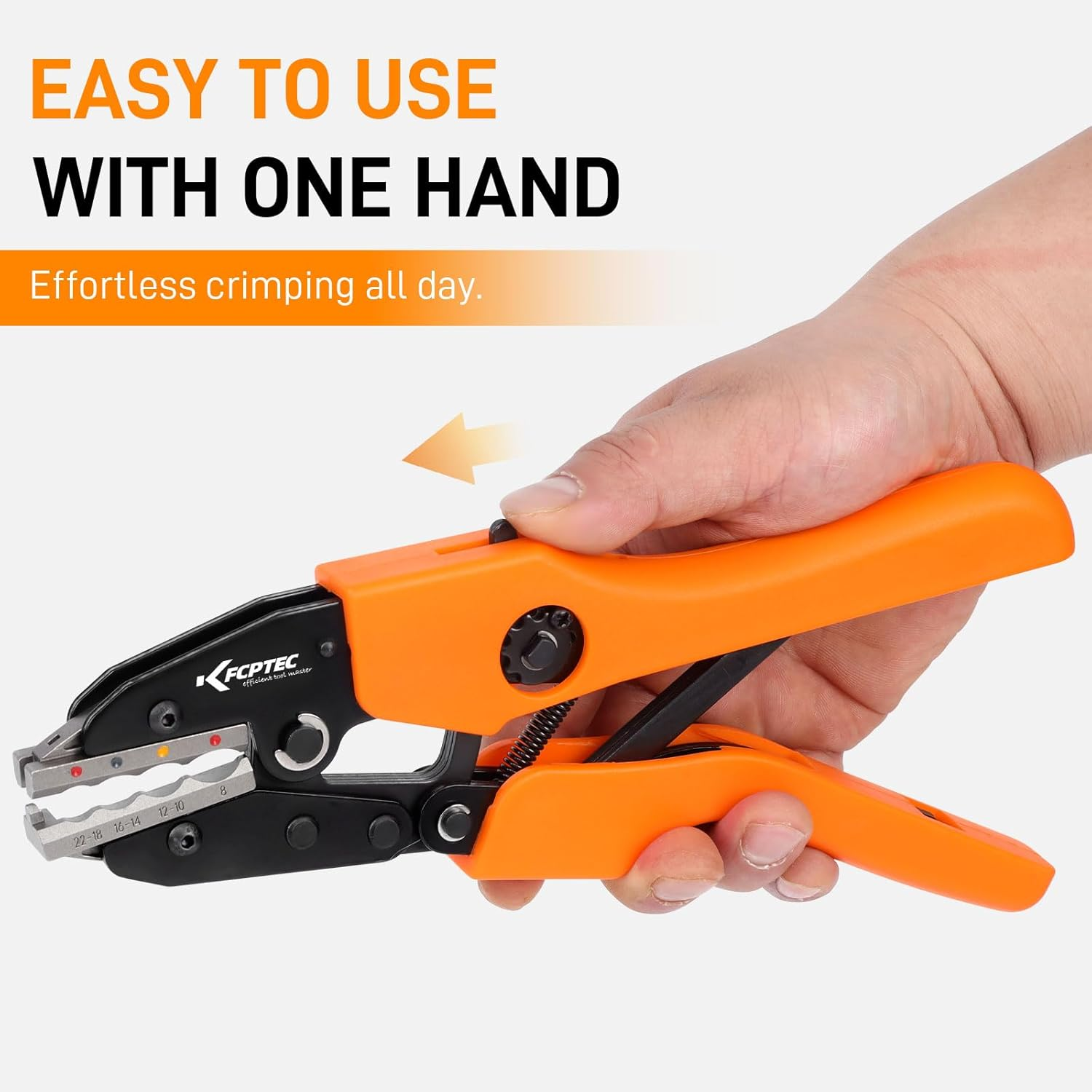 KF CPTEC Crimping Tool for Heat Shrink Connectors - Ratcheting Wire Crimping Tool (AWG 22-8 / 0.5-8.0Mm&sup2;) - Perfect Tool for Electrical Repair, Automotive Wiring and DIY Projects image number 4