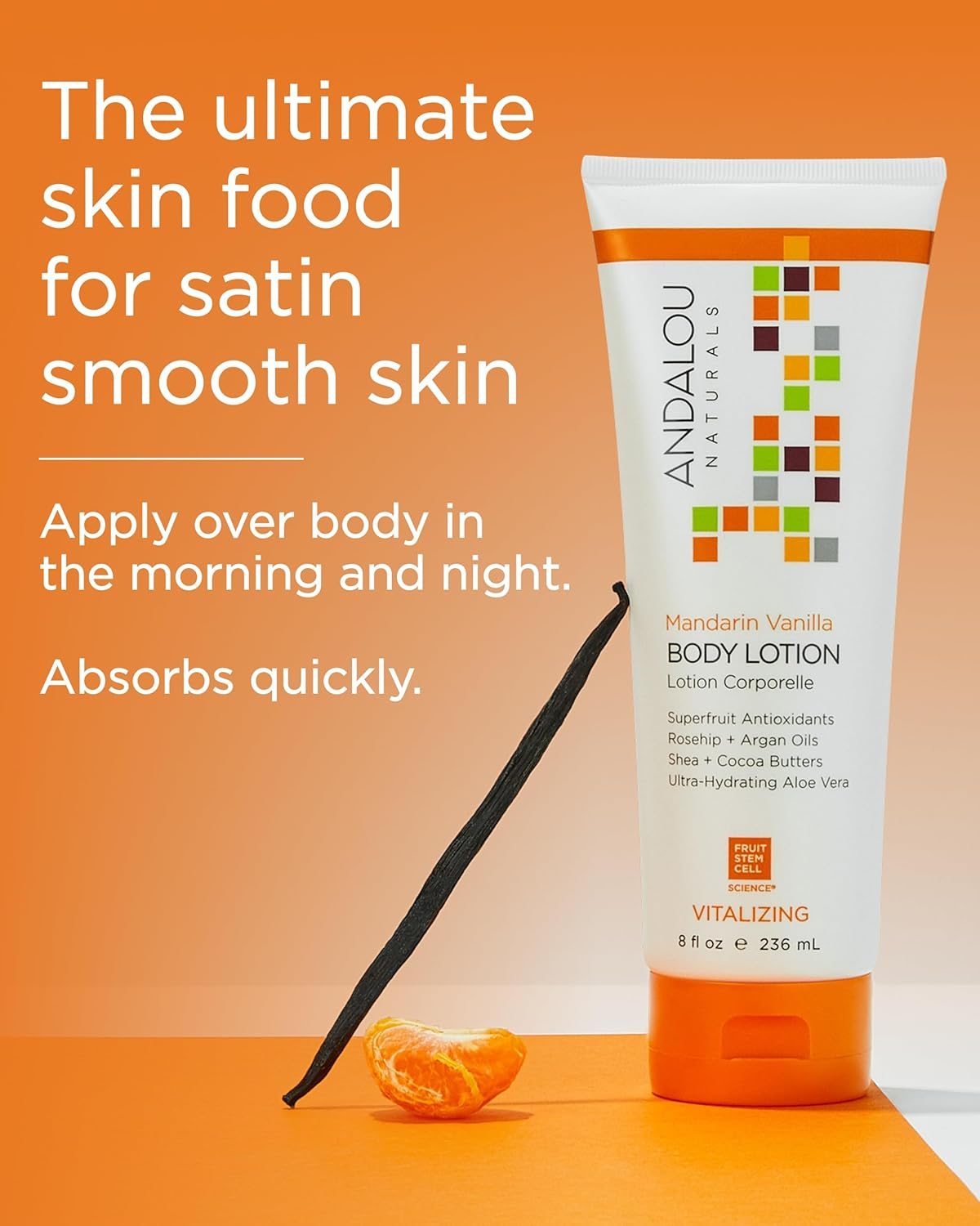 Andalou Naturals Mandarin Vanilla Vitalizing Body Lotion, 8 Ounce image number 2
