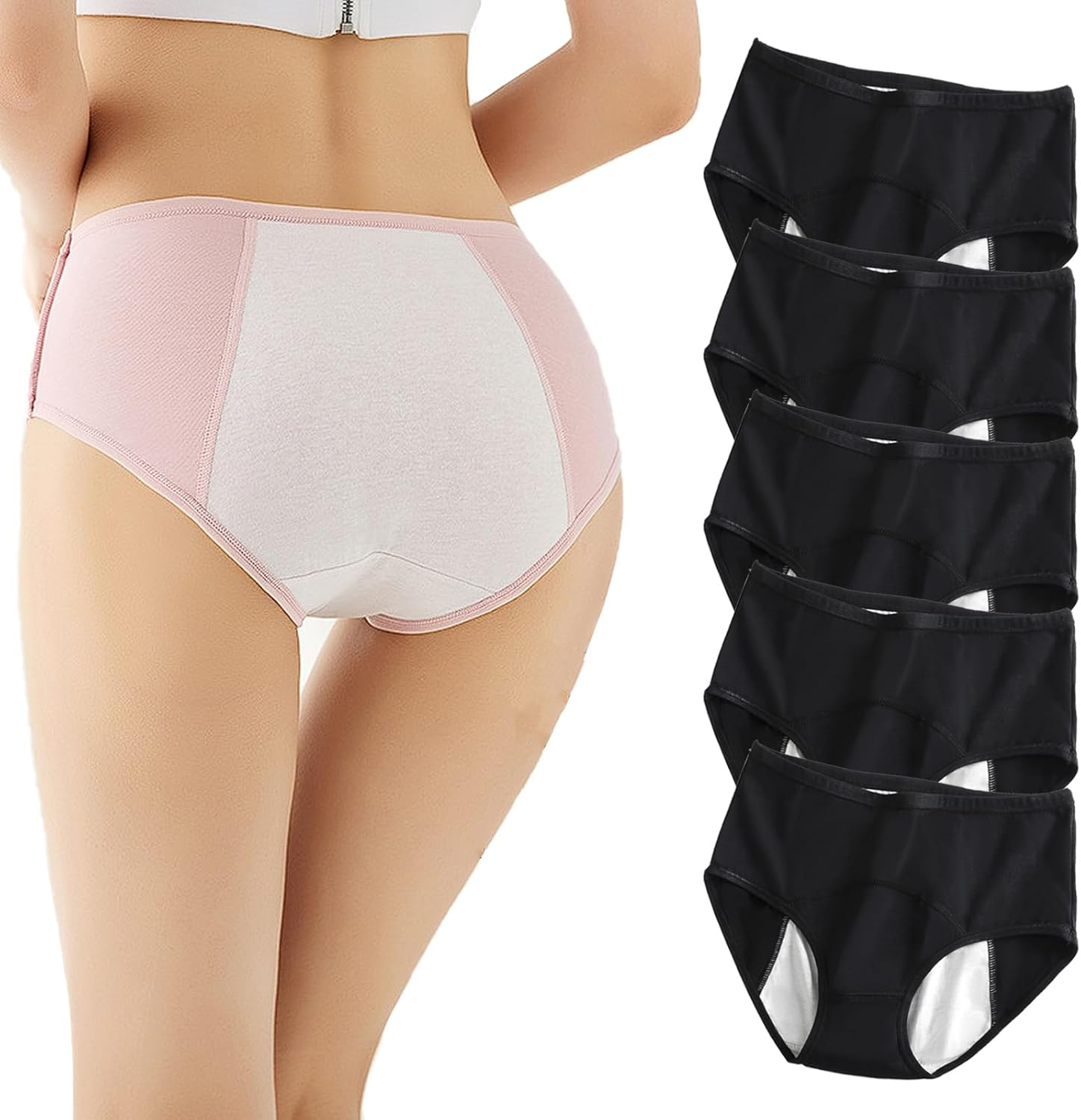 Pinknate Panties Leak Proof, Sleekhip - Leakproof High-Waist Tummy-Control Butt-Lifting Panties, Leakproof Ladies Underwear Washable