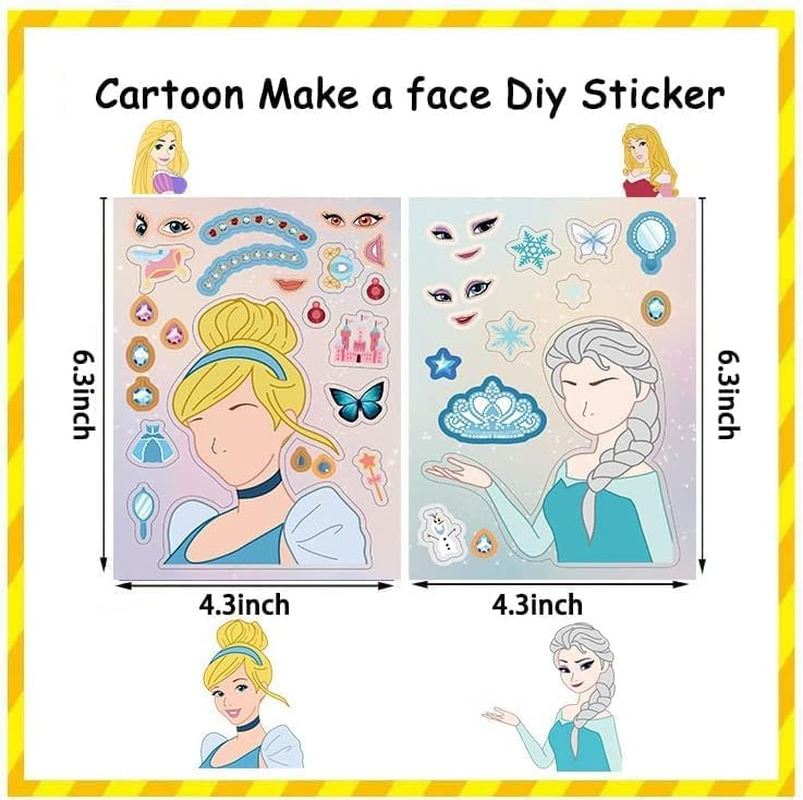 Princess Stickers for Kids, 24 Sheets Make Your Own Princess Stickers, Princess Make a Face Stickers, Classroom Rewards, Art Craft Party Supplies image number 1