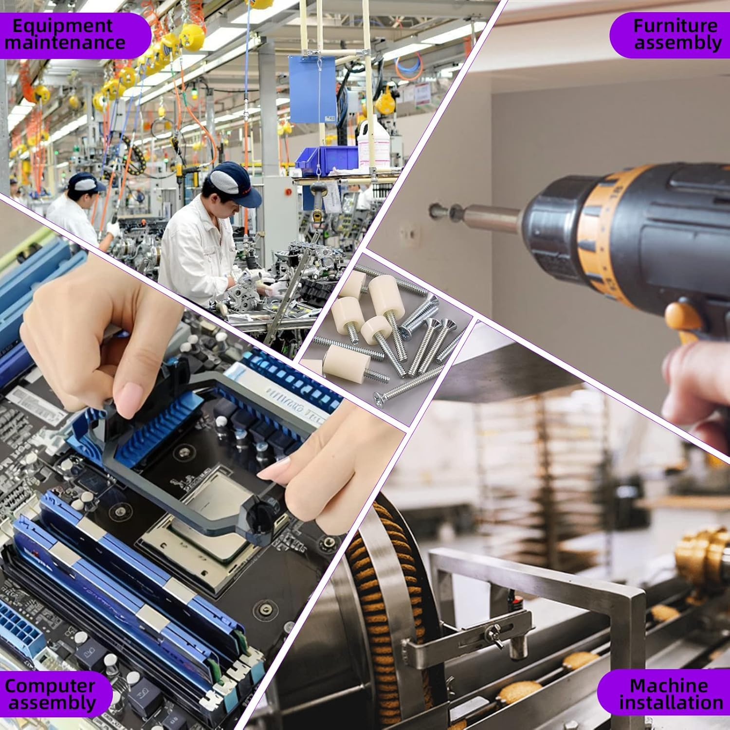 Swpeet 180Pcs Black White Nylon round Spacer Standoff Screw Nut Assortment Kit, Nylon ABS Plastic Standoff ID 4.2Mm OD 7Mm, Length 3Mm 5Mm 6Mm 8Mm 10Mm 12Mm 18Mm 20Mm 25Mm for M4 Screws Prototyping image number 3