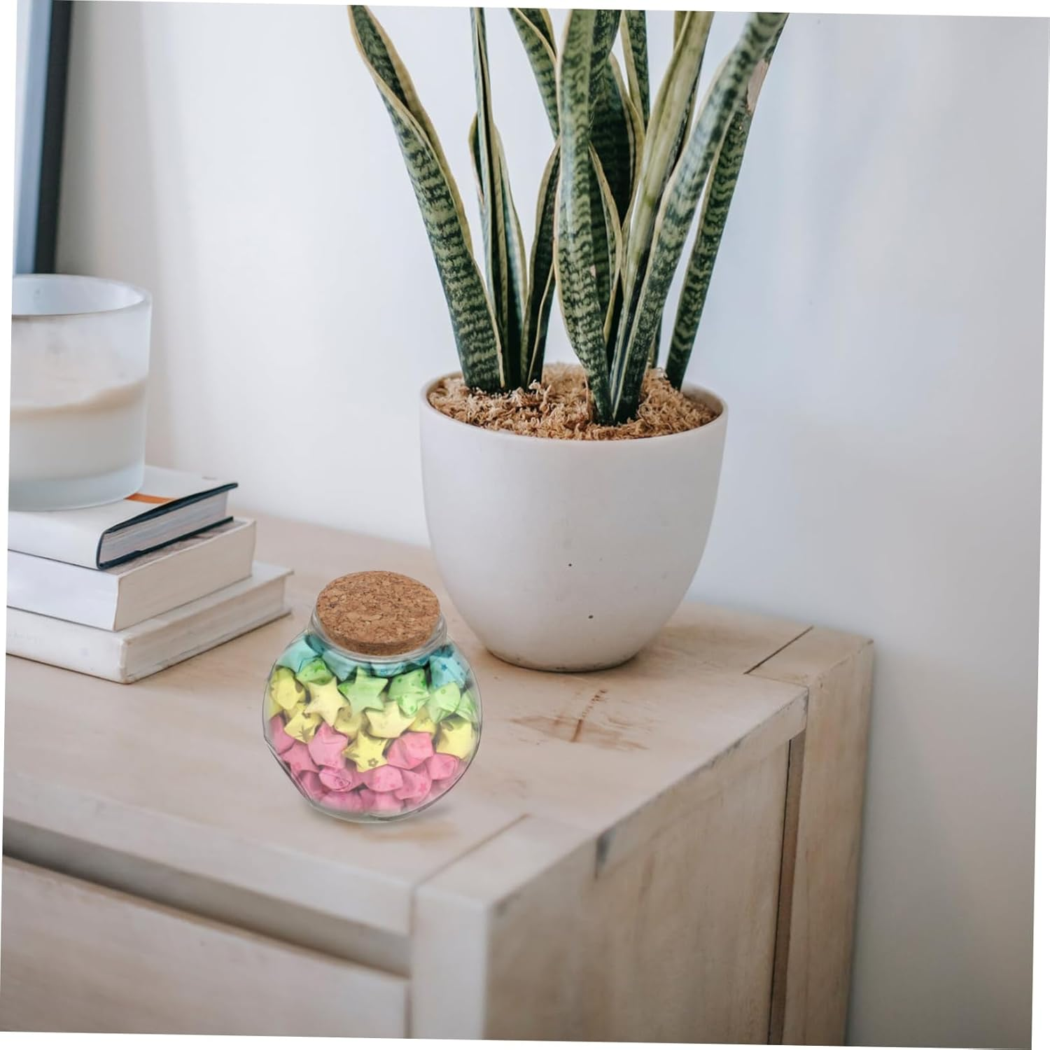 STOBAZA DIY Wishing Glass Bottle Wooden Cork Storage Jar for Creative Crafts Ideas and Home Decor image number 2