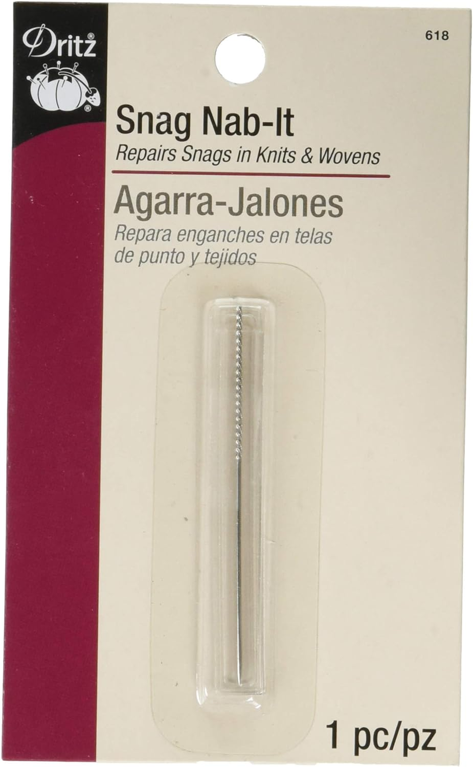 Dritz 2-1/2" Nab Knits & Wovens, 1 Count Snag Repair, Nickel image number 1