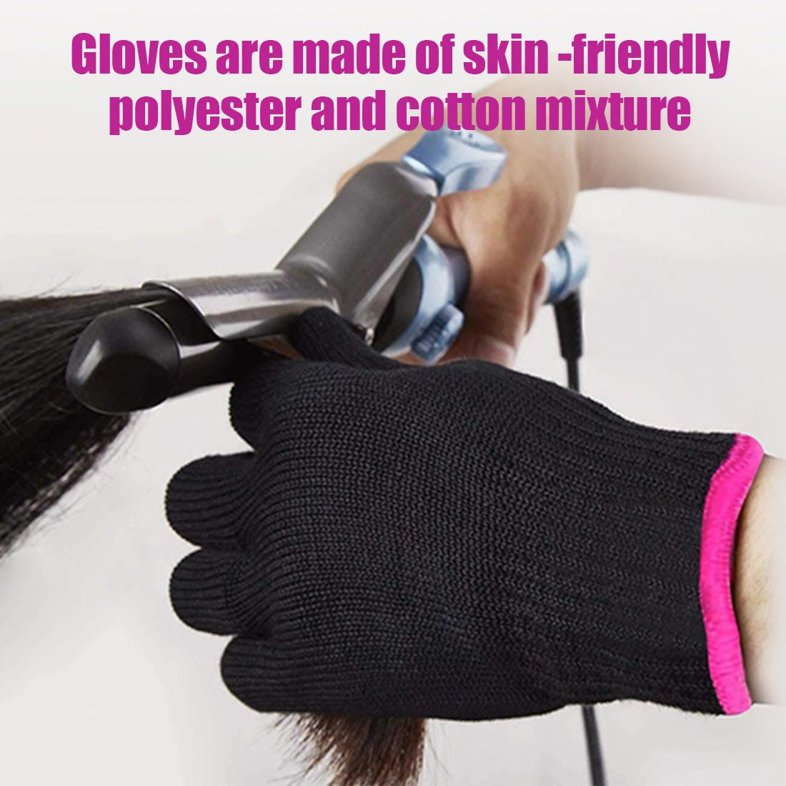 UEAVOID 1 X Heat Resistant Gloves Heat Protection Glove Curling Iron Soft Heat Protection Gloves for Heat Straighteners Hair Tools (Black) image number 2