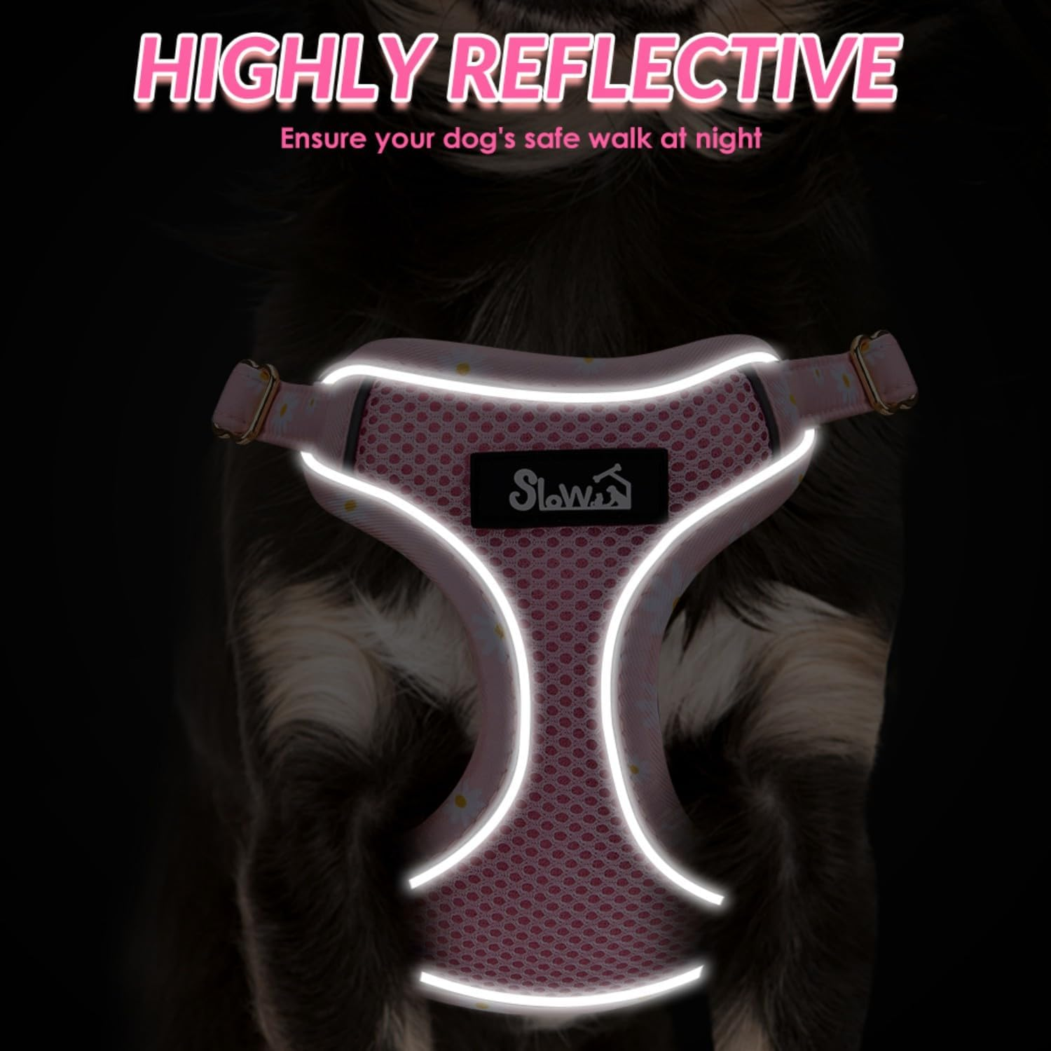 AUTOWT No Pull Dog Harness with Leash Set, Adjustable Breathable Soft Suede Puppy Harness, Reflective Lightweight Pet Harness Vest for Extra Small Medium Dogs Outdoor Walking Training (Pink, XS) image number 2