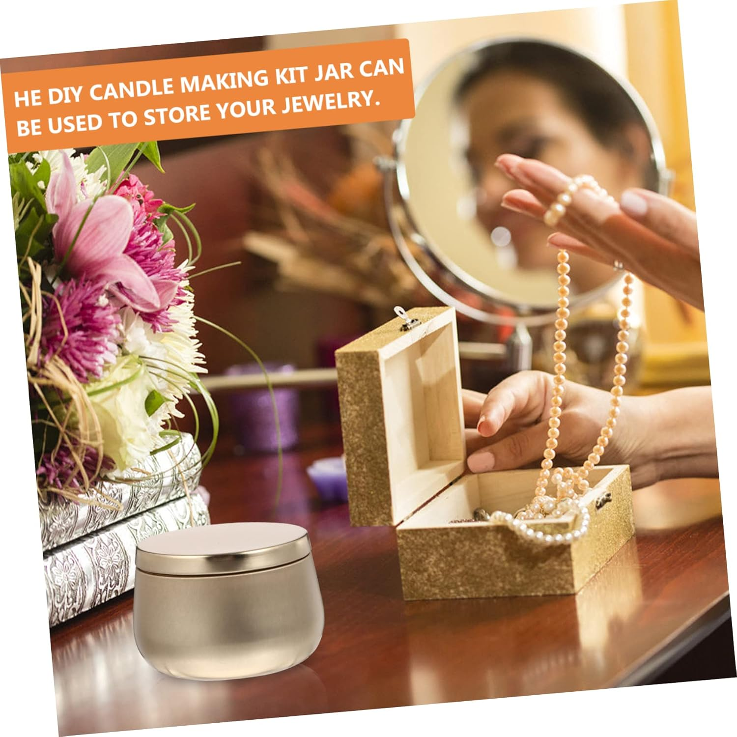 OKUMEYR 9Pcs Candy Tea Candle Jar round Storage Container Sealed Lid for Jars Sugar Tea Caddy and Craft Can Use for Home Kitchen and Jewelry Storage Box