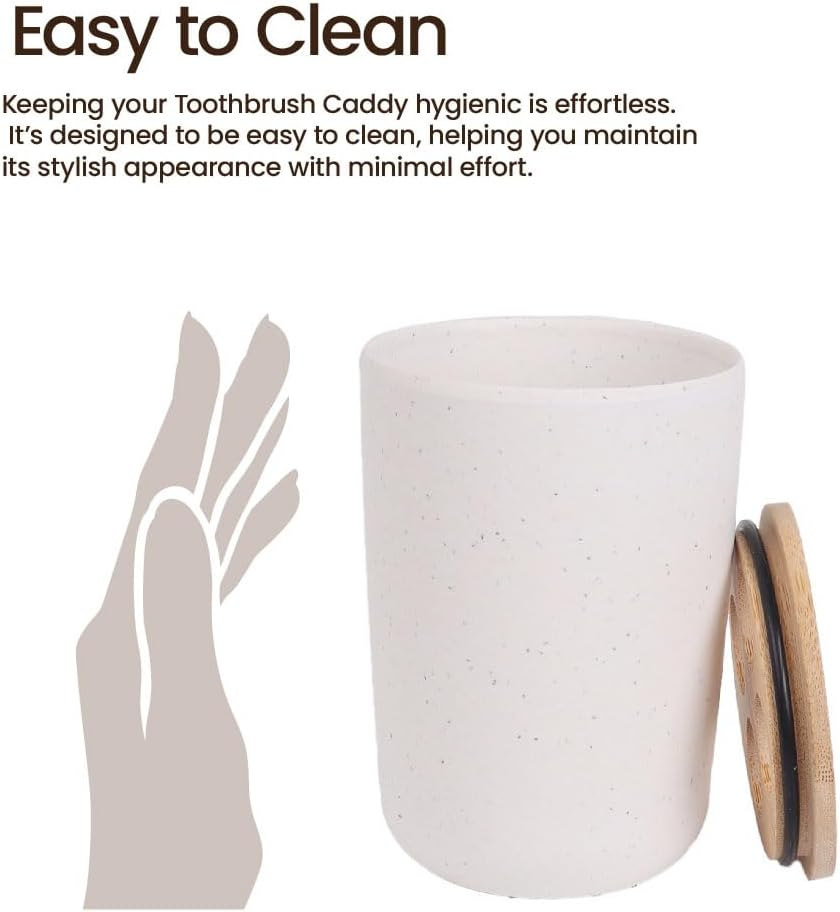 Eco Basics Toothbrush Organiser Caddy, White &ndash; Bamboo & Corn Resin, Eco-Friendly, Holds Multiple Toothbrushes, Durable & Easy to Clean, Stylish Design, Perfect for Bathroom, 11.5 X 6 Cm image number 6
