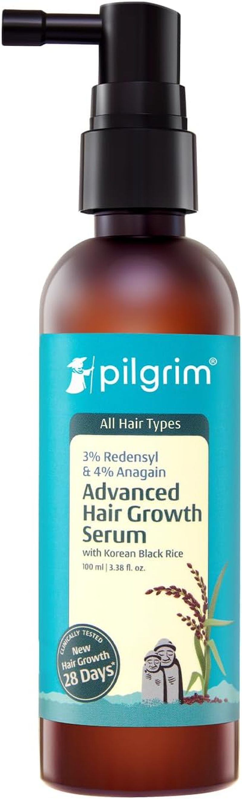 Pilgrim Redensyl 3% + Anagain 4% Advanced Hair Growth Serum (100Ml) with Korean Black Rice, Controls Hair Fall, Stimulates Hair Growth, Increase Hair Density | Hairgrowth Serum for Men & Women image number 1
