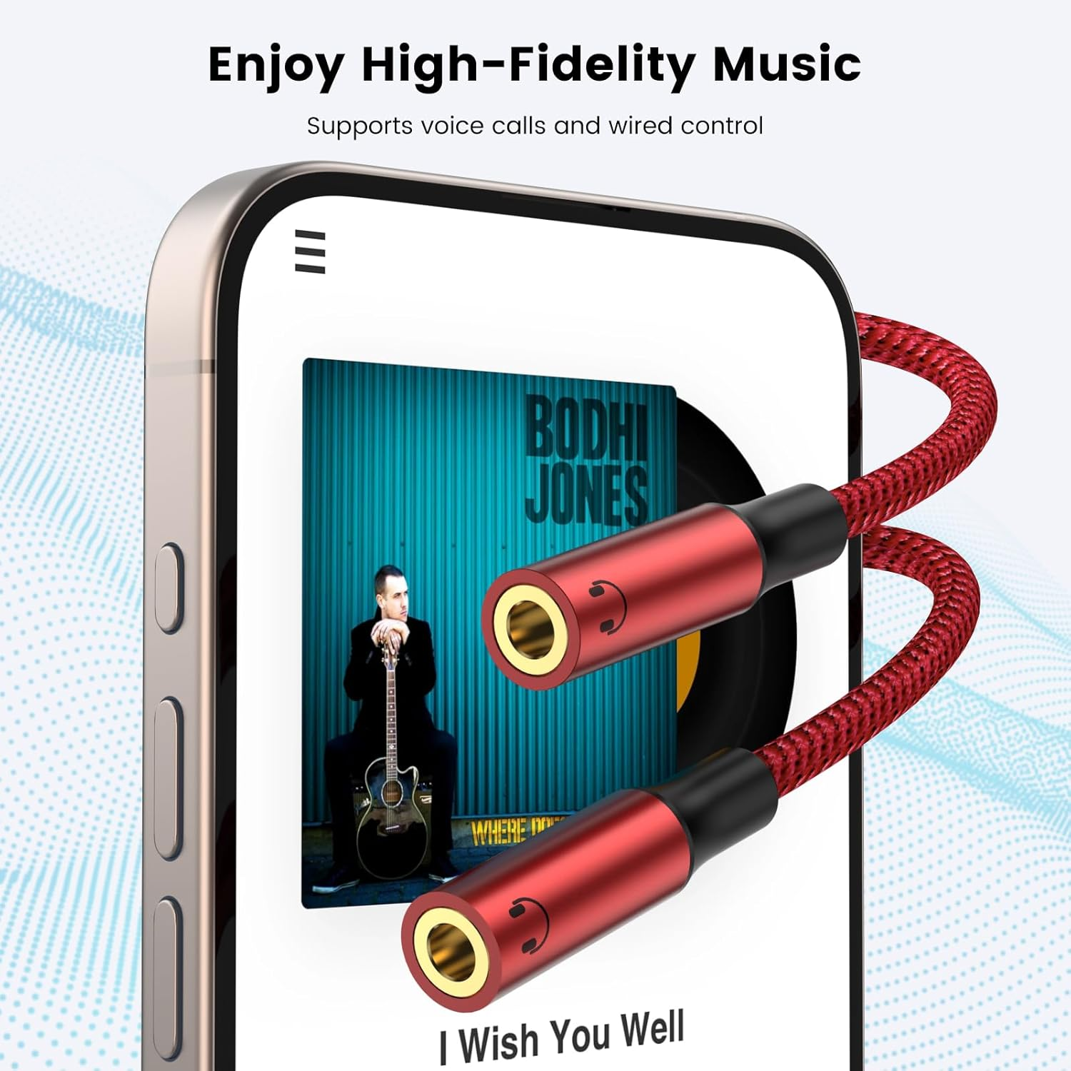 MOSWAG Type C to Dual 3.5Mm Aux Headphone Jack Adapter, Hi-Res 2 Way Audio Y Cable Cord Compatible with Ipad Samsung S23 S22 Google Pixel 7 6 Pro 5 - Red image number 5