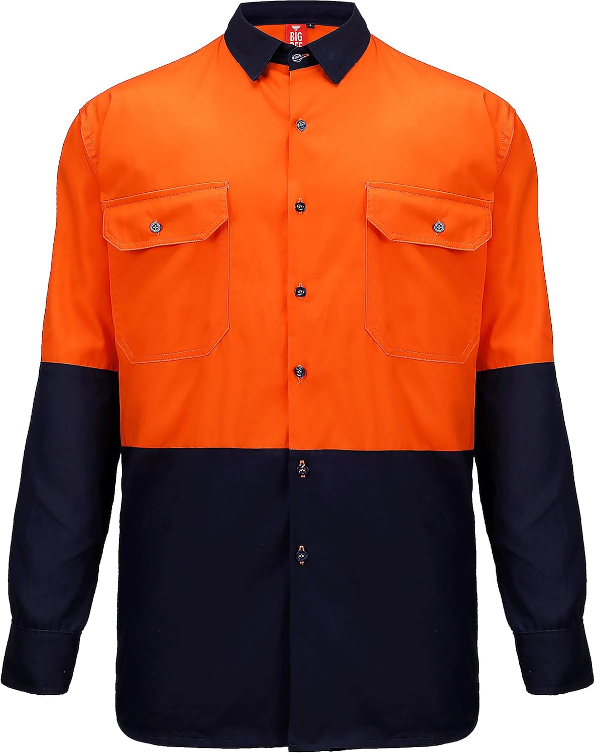 BIG BEE Hi-Vis Work Shirt, Cotton Long Sleeve Safety Workwear image number 3