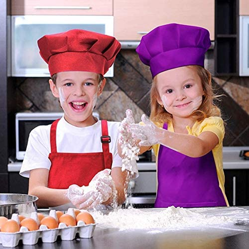 4 Children'S Apron and Chef Hat Sets, Adjustable, with 2-Pocket Kitchen Apron image number 4