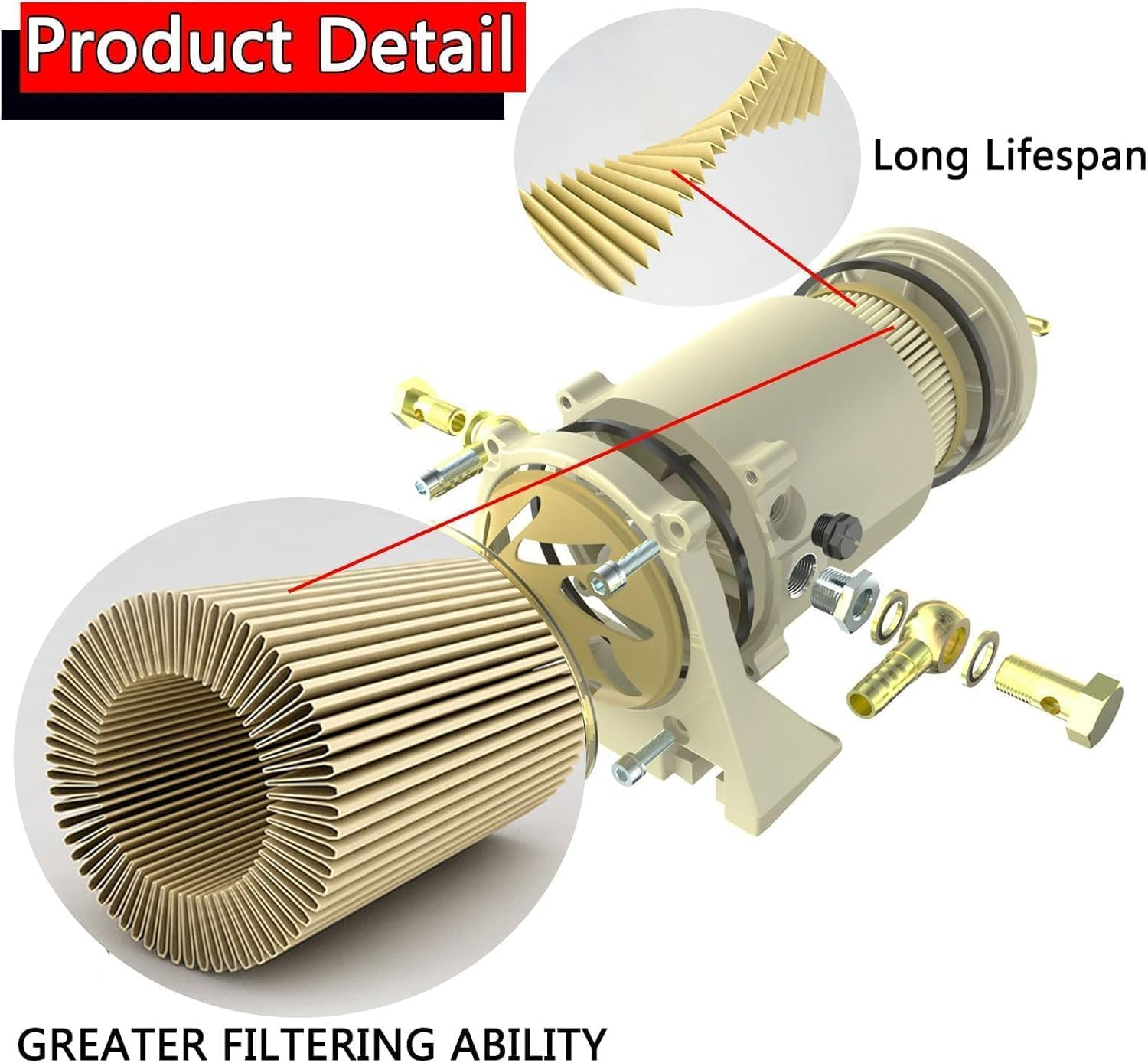 500FG Diesel Fuel Filter Boat Water Separator Fuel Filter 500FH for Turbine Marine Engines/Trucks Diesel Engine Oil-Water Separator image number 5