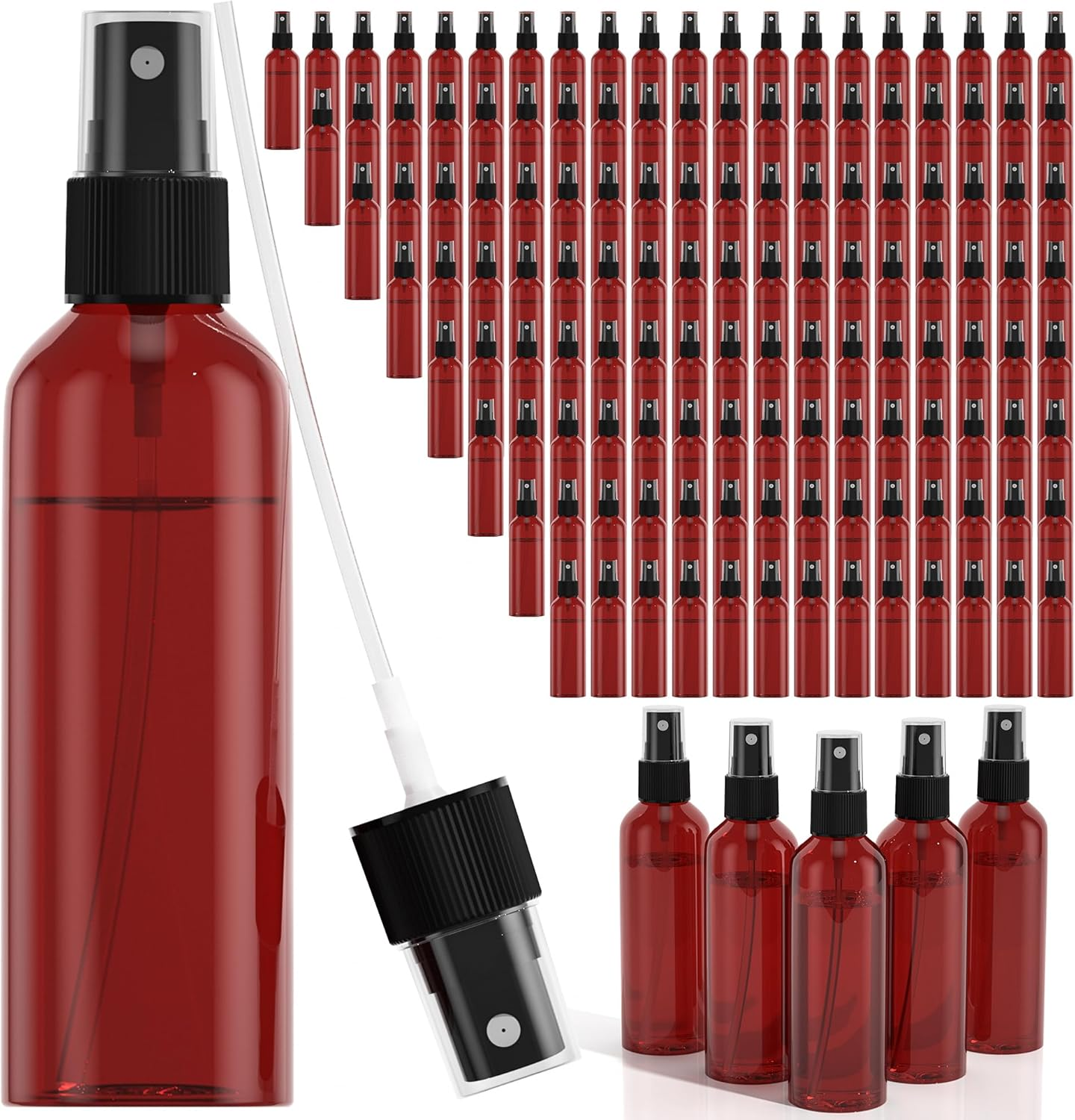 EVANCENT 50Pack 4Oz Spray Bottles Plastic, 120Ml Small Spray Bottle Bulk Black Fine Mist Sprayer, Portable Empty Refillable Containers Cosmetic Bottles for Plants, Cleaning, Misting & Skin Care-Brown image number 1