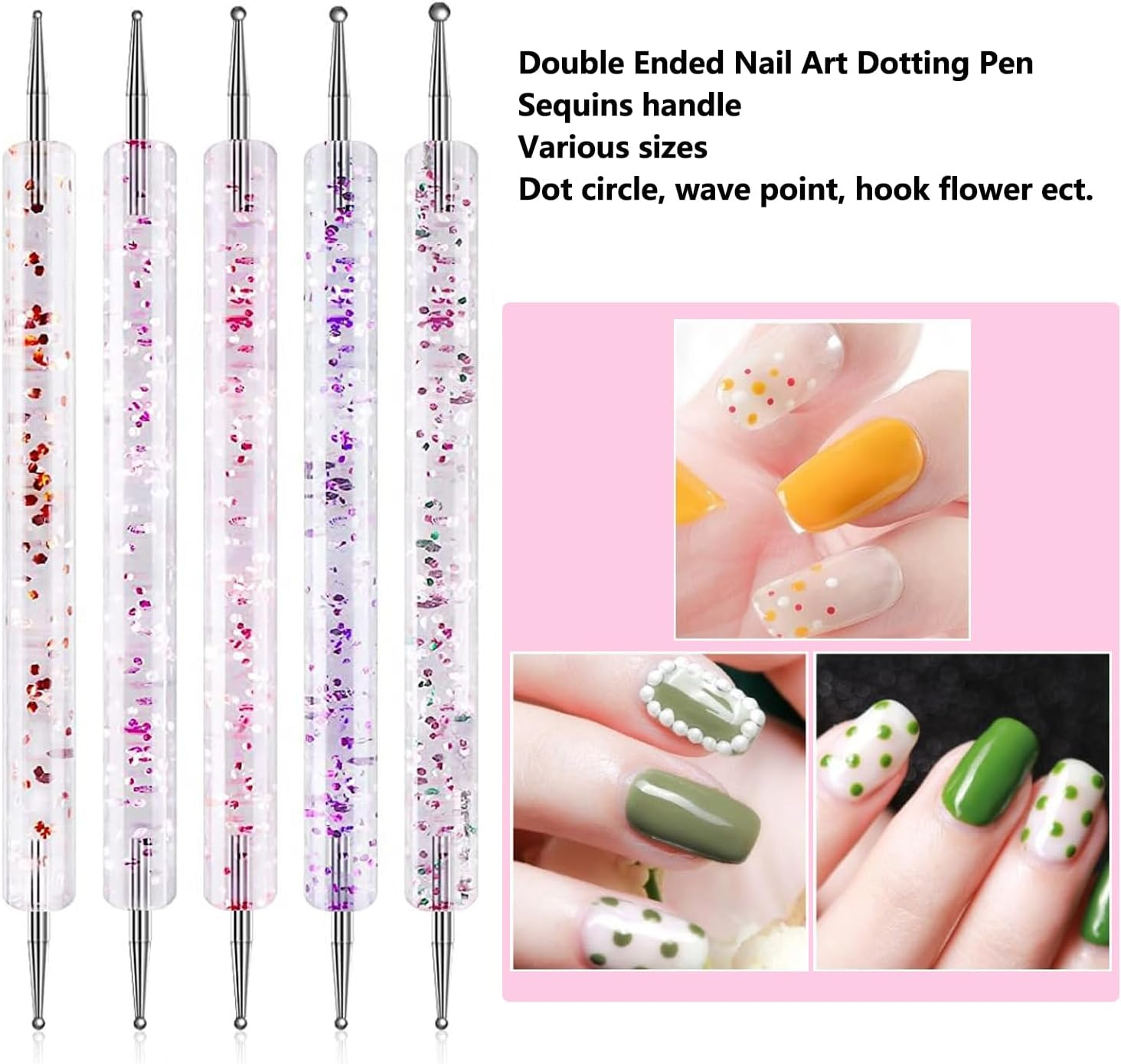 MUSILAN 31Pcs Nail Art Brushes and Nail Art Tools Set, Nail Dotting Tools, Acrylic Nail Brush, Striping Nail Art Brushes for Long Lines, Nail Drawing Pen for Salons & Home DIY Manicure Nail Design - Pink image number 6