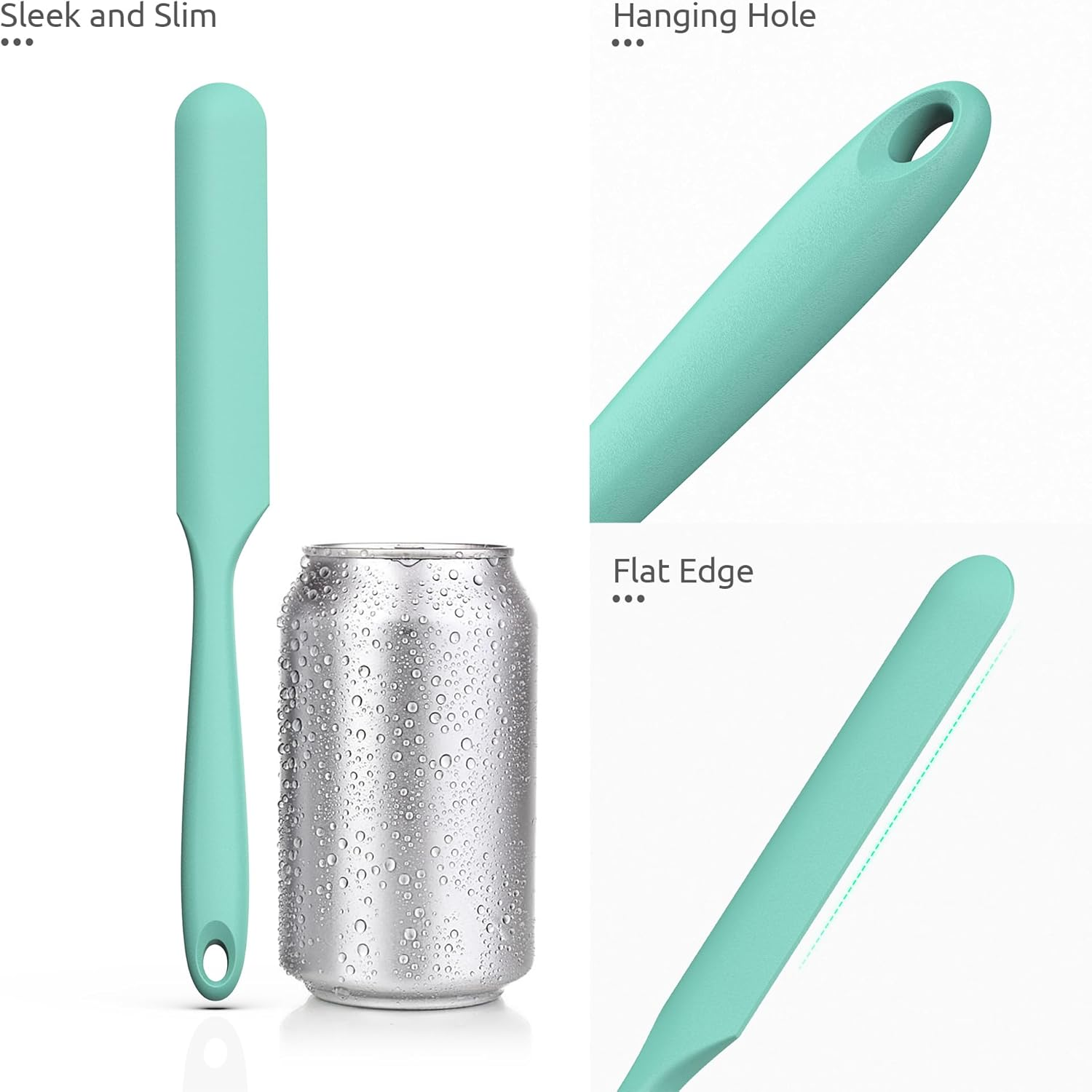 U-Taste 25Cm Jam Jar Spatula: 315℃ Heat-Resistant Silicone Long Skinny Sourdough Stirring Stick, Sturdy Flexible Narrow Peanut Butter Spreader for Mixing Icing Scraping Cream (Aqua Sky) - Midnight Blue image number 4