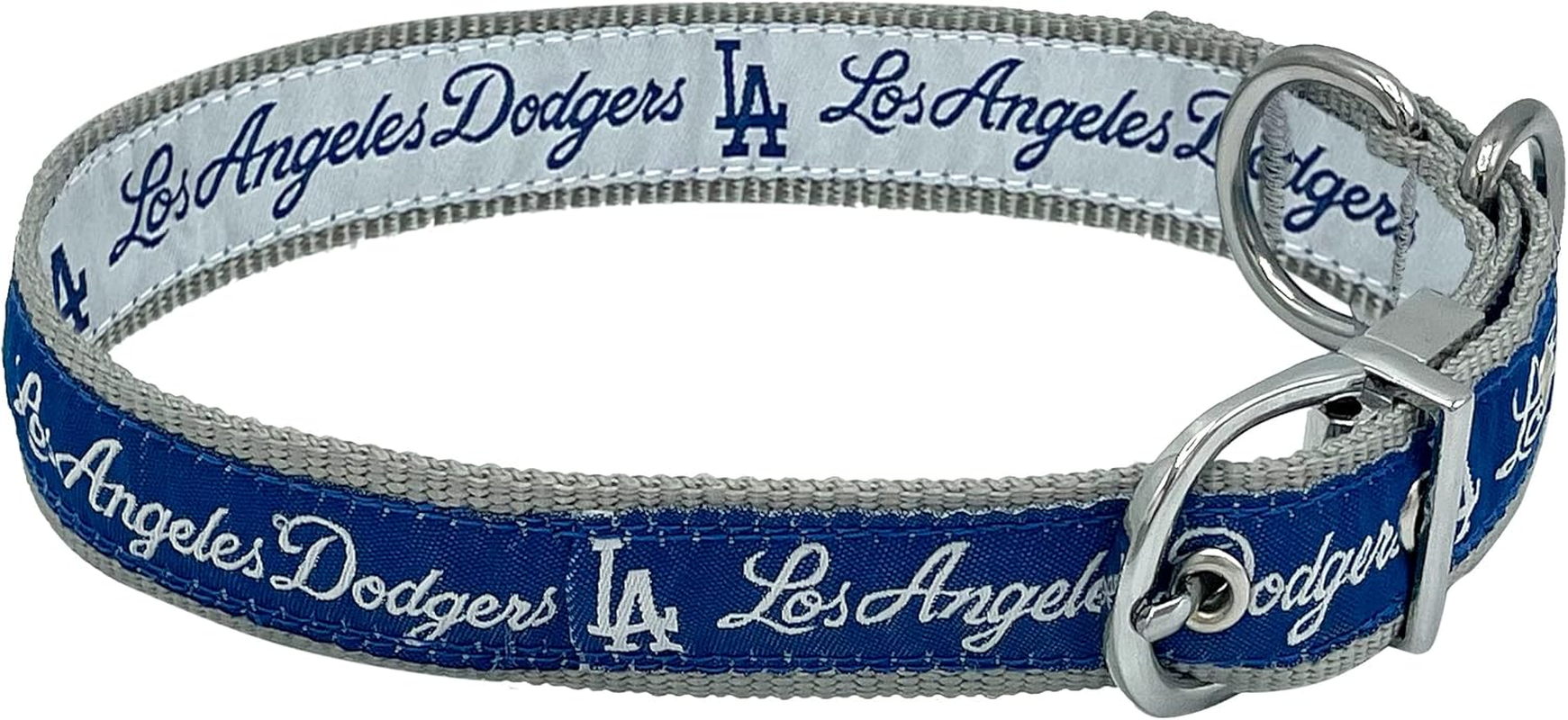 Pets First Los Angeles Dodgers Reversible MLB Dog Collar. Premium Home & Away 2-Sided Pet Collar Adjustable with Metal Buckle. Your Favorite Baseball Team a Unique Design on Each Side, LAD-3280-MD, M image number 5