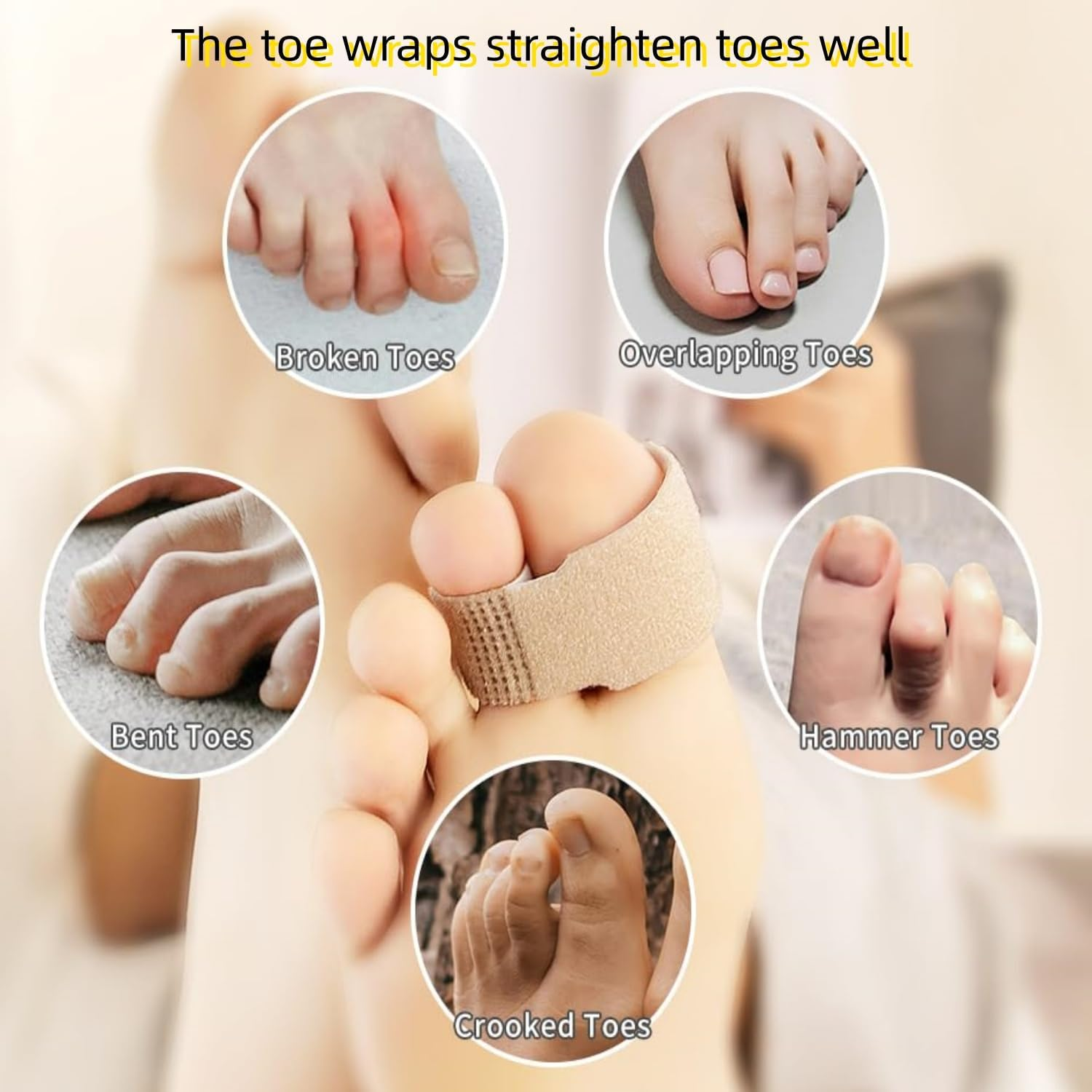 Fabric Hammer Toe Corrector, 10 Pack Toe Splints, Toe Corrector, Toe Wraps for Curled Toes, Crooked Toes and Hammer Toes image number 5