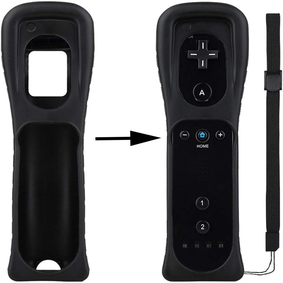 Lactivx Wii Silicone Case Cover with Wrist Strap for Nintendo Wii Remote Controlle Black 2 Packs image number 1