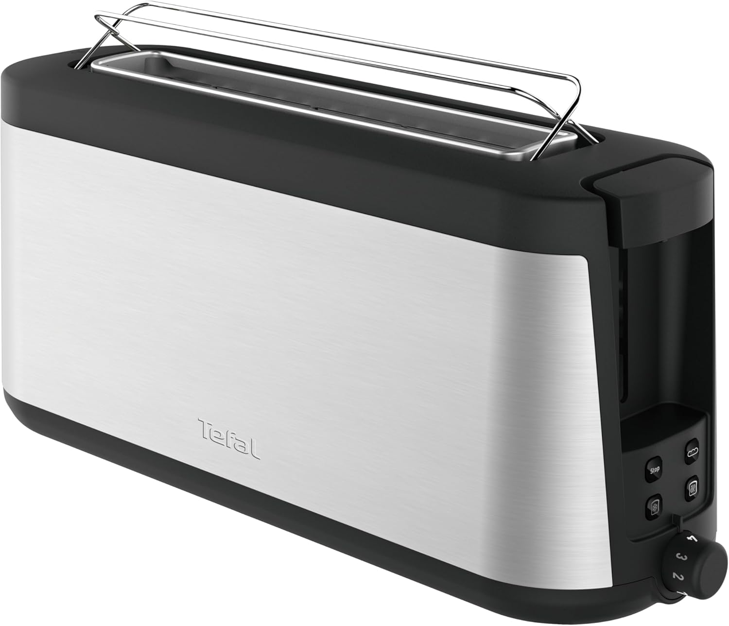 Tefal Element TL4308 Long Slot Toaster | 7 Browning Levels | 1000 Watt | Integrated Bun Attachment | Elegant Design | Black/Stainless Steel
