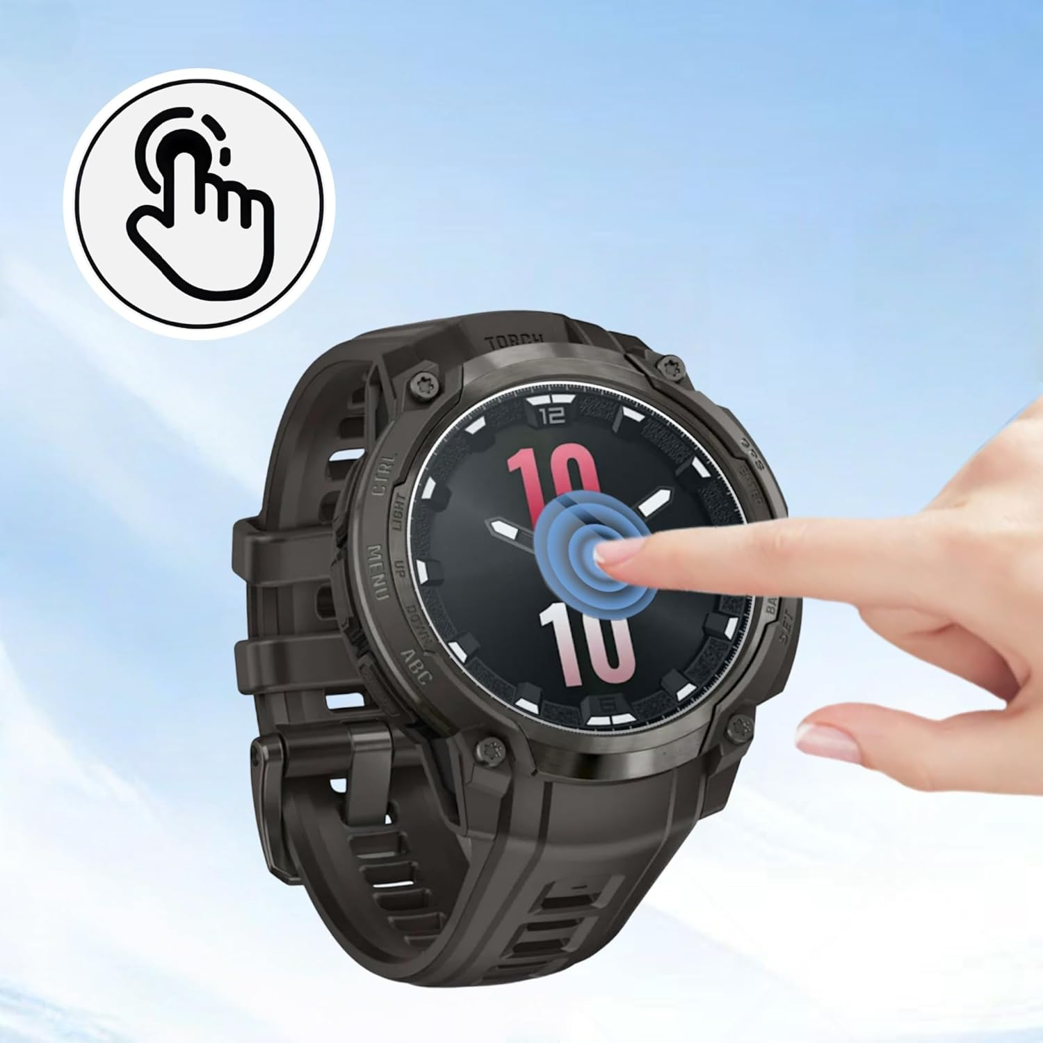 Screen Protector Compatible with Garmin Instinct Crossover AMOLED (Pack of 3) Smartwatch HD Anti-Scratch Glass Screen Protector image number 1