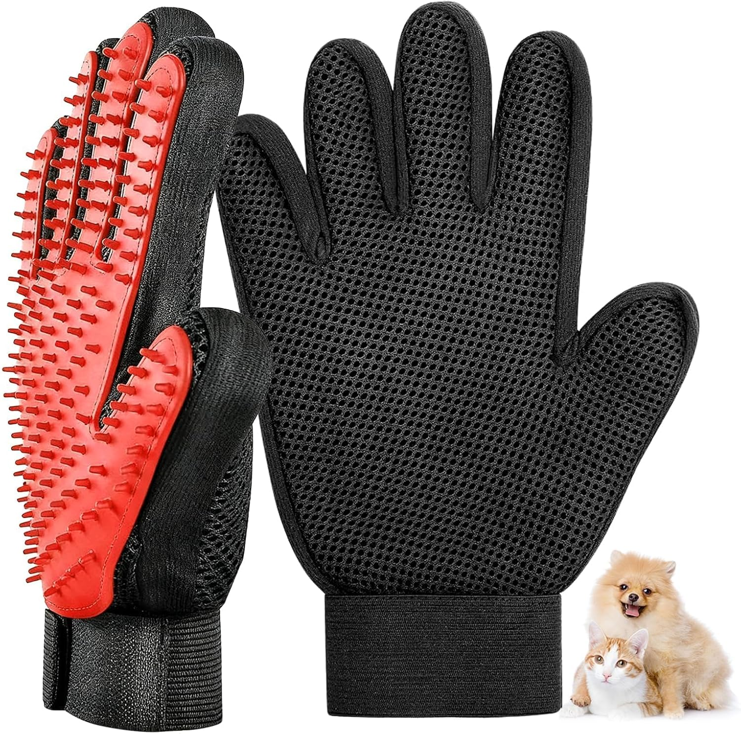 Pet Grooming Gloves, Grooming Glove for Cats, Dogs, Grooming Gloves, Massage and Pet Hair Removal image number 3