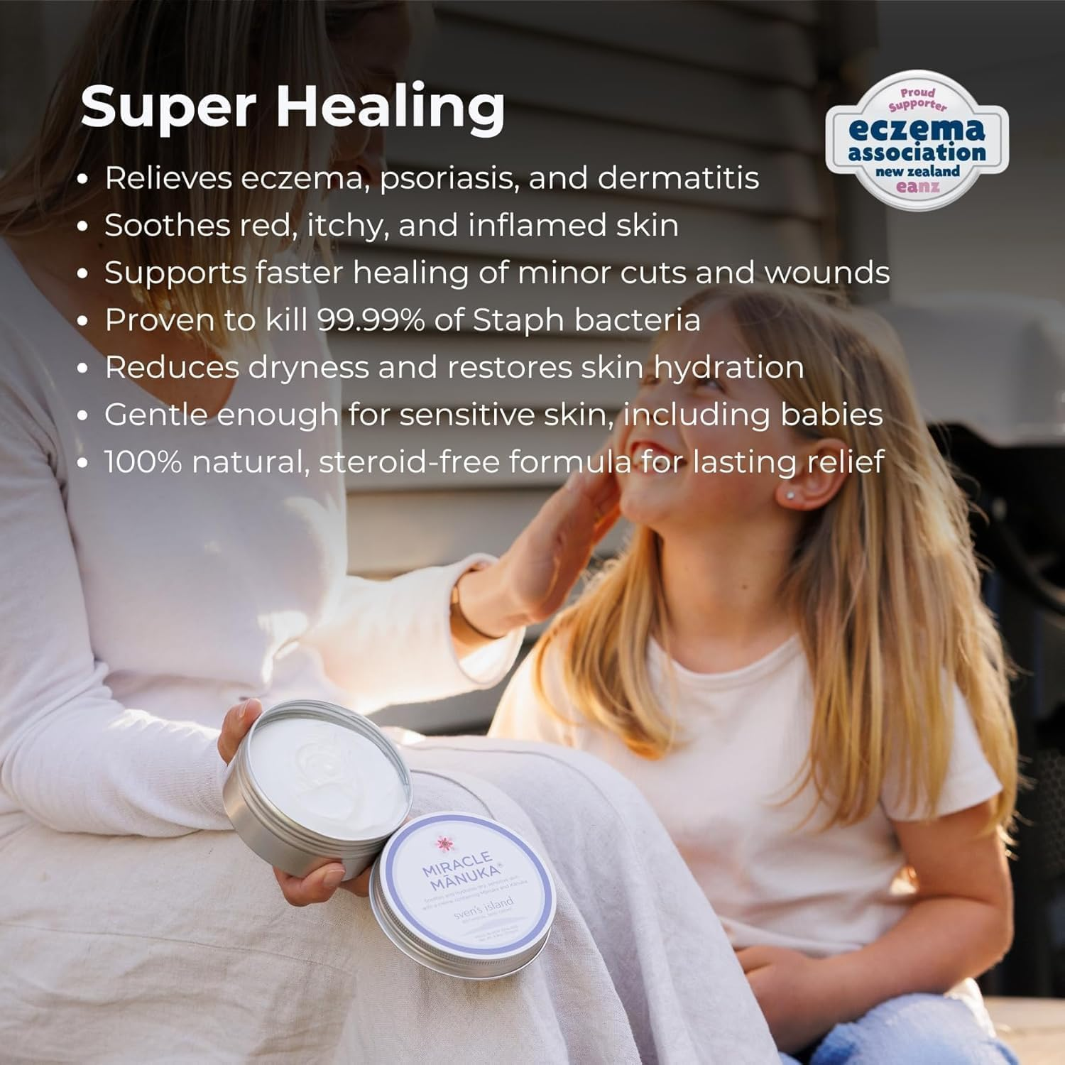 Miracle Manuka Cream &ndash; Natural, Steroid-Free Moisturiser for Sensitive & Dry Skin, Safe for Babies & Adults, Made in New Zealand (100G) image number 2