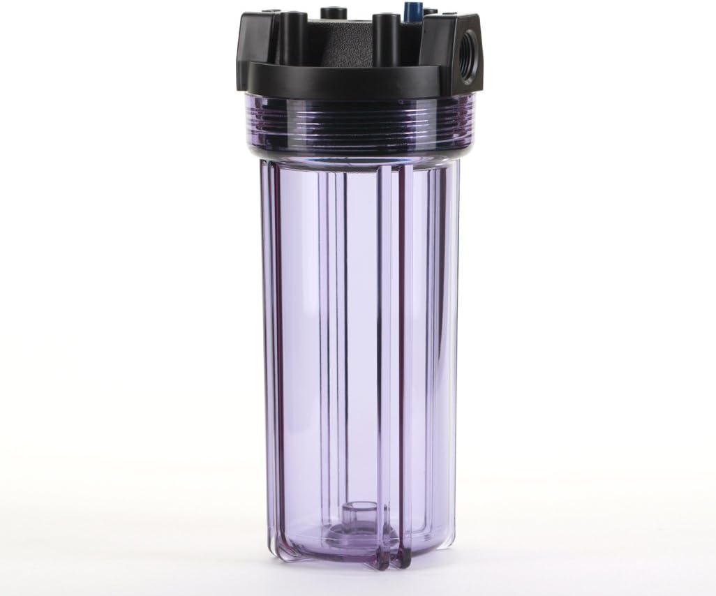Hydronix HX-HF5-10CLBK34 Water Filter 10" RO, Whole House, Hydroponics-3/4 Ports, Body, Clear/Black