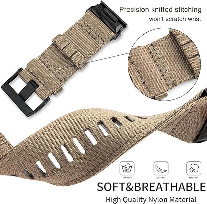 Fleshy Leaf Nylon Watch Bands for Garmin Fenix 8 51Mm, Fenix 7X / Fenix 6X / Fenix 5X/Enduro 2, Quick Fit 26Mm Adjustable Woven Nylon Sports Wrist Strap with Stainless Steel Clasp for Tactix 7 Pro, Epix Pro 51Mm image number 2