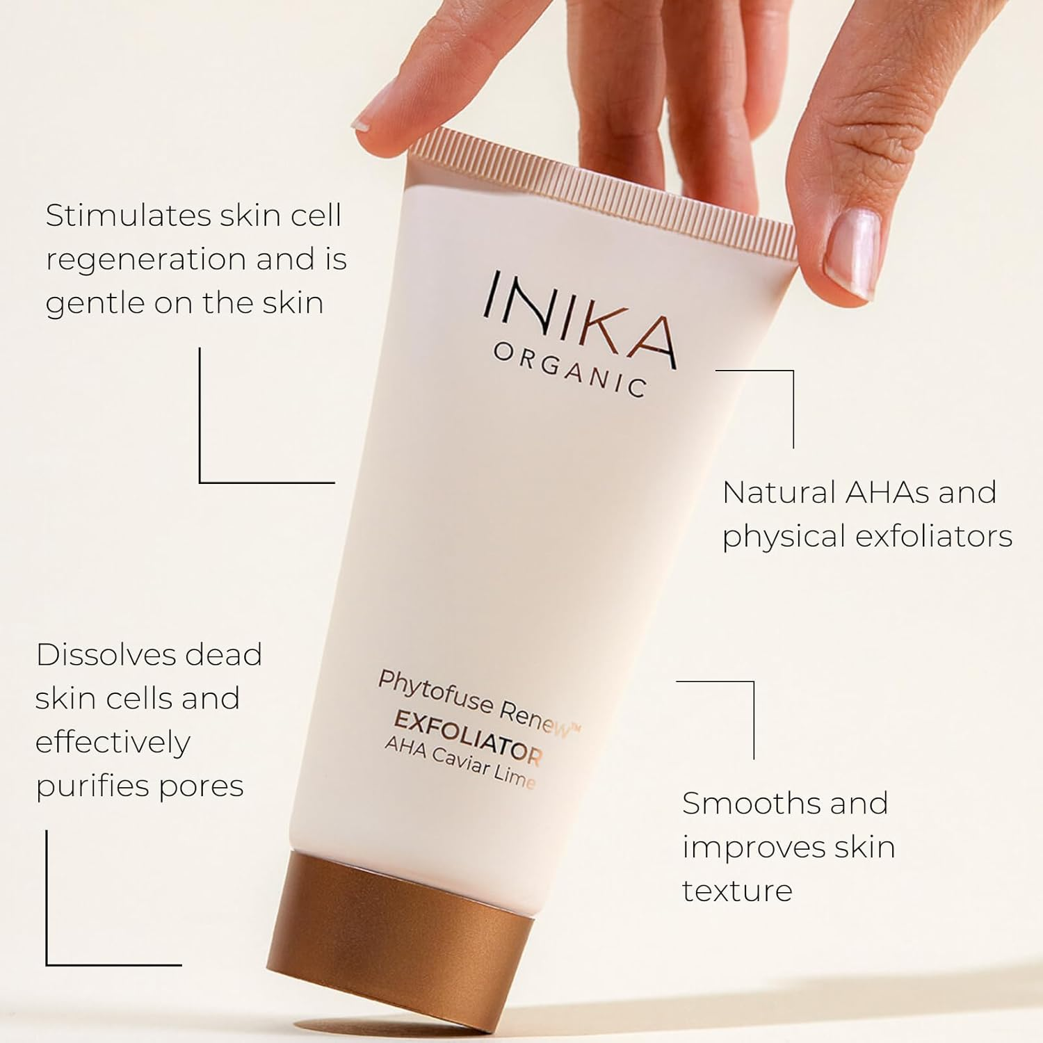INIKA Organic Phytofuse Renew Exfoliator | Ahas and Natural Exfoliating Bamboo + Pumice for Soft, Smooth & Balanced Skin. Combined Physical + Chemical Exfoliation with Nourishing Ingredients. 75Ml image number 5