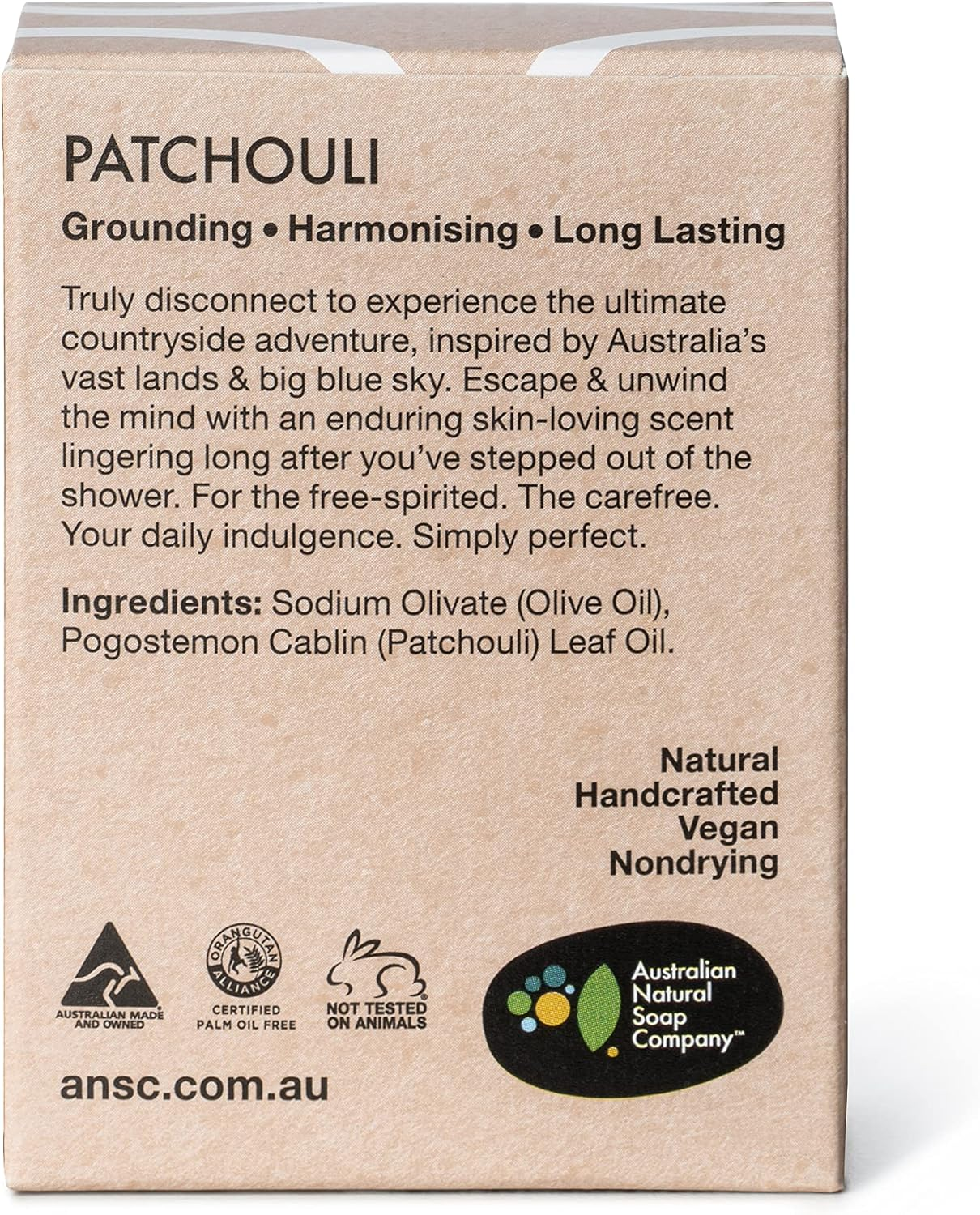 Australian Natural Soap Company Patchouli Luxury Soap 100G image number 2
