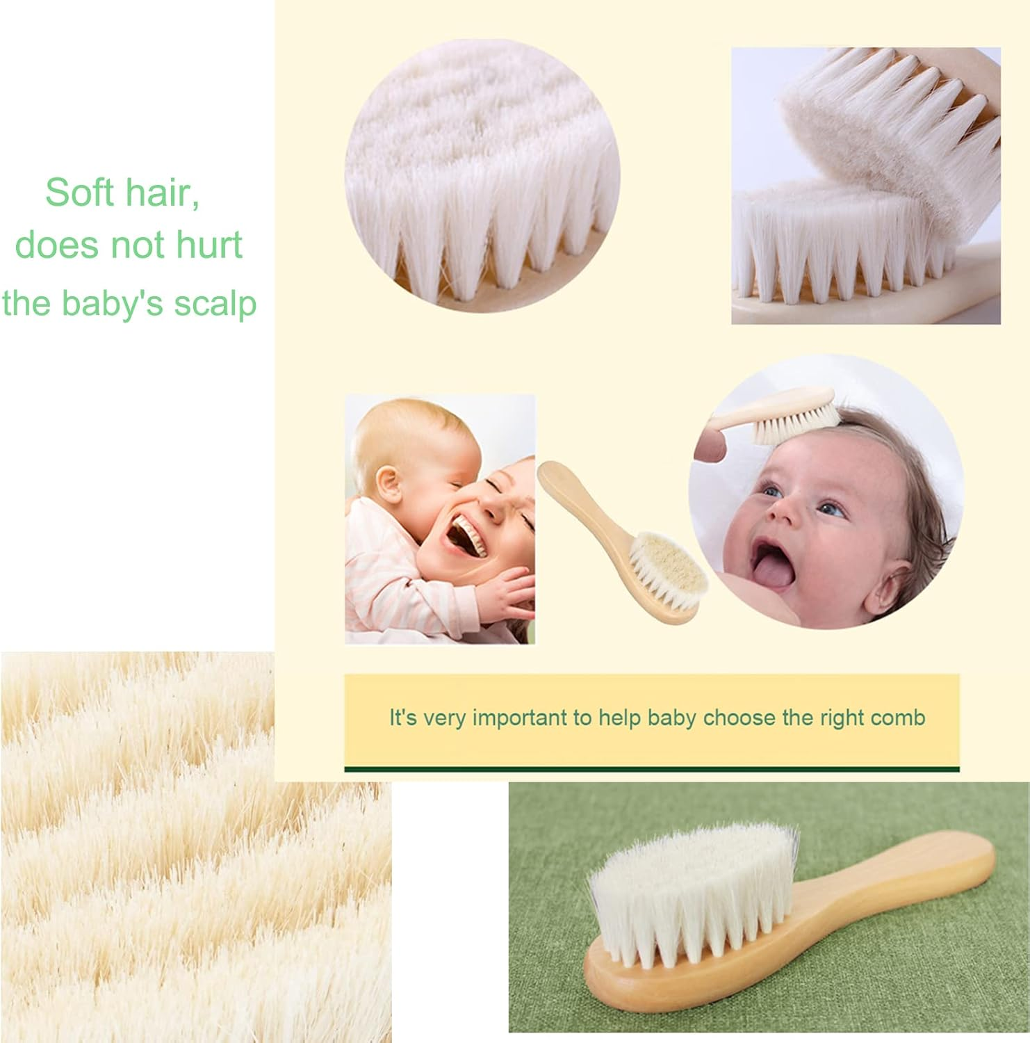 Baby Hair Brush with Wooden Handle and Super Soft Goat Bristles for Newborns & Toddlers image number 5