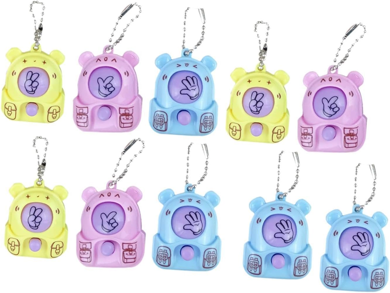 Generic 10Pcs Rock Paper Scissors Guessing Game Toys for Kids Gifts Mini Cartoon Toy with Keychain for Children And image number 6