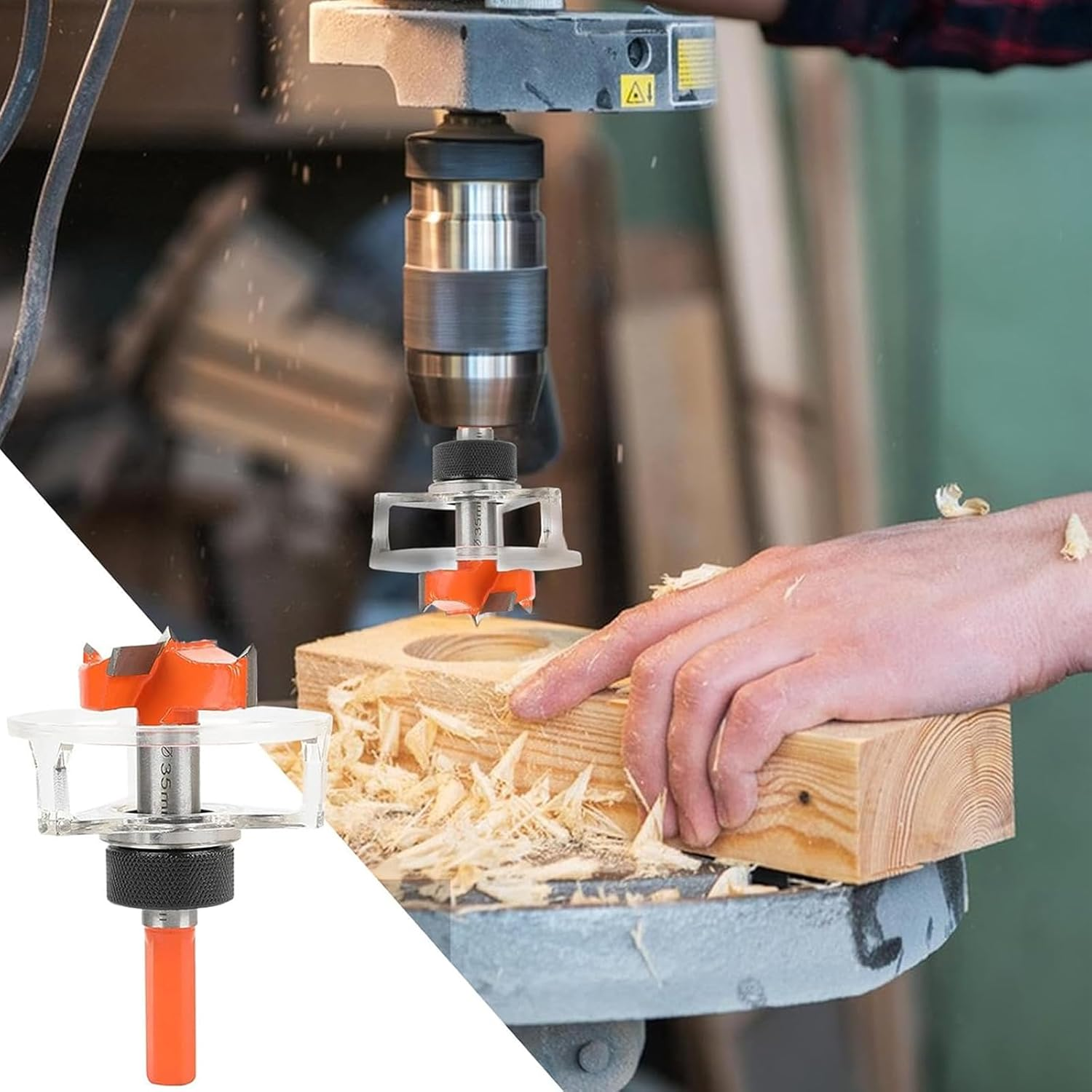 YUENTOEN Forstner Drill Bit, Adjustable Hole Saw for Woodworking Tools, round Hole Opener Hand Tool, Hole Cutter Punching Saw Drill Tool, 35Mm image number 3