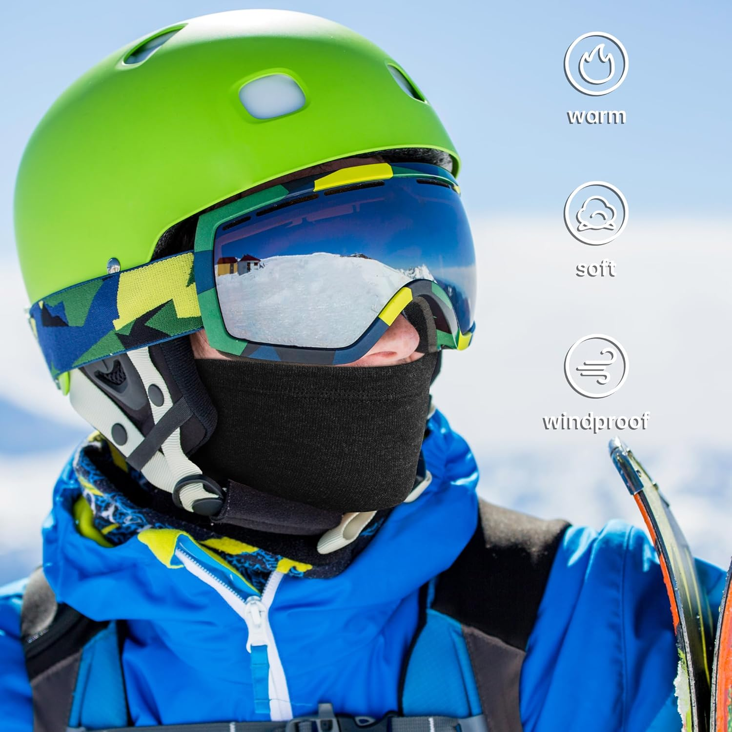 Exski Winter Neck Gaiter Warmer, Soft Fleece Face Mask Scarf for Cold Weather Skiing Cycling Outdoor Sports image number 5