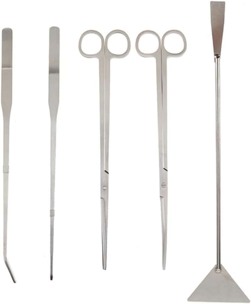 4 in 1 Aquarium Tool Set, Stainless Steel Fish Tank Scissor Tweezers Spatula Aquascaping Kit for Aquariums Tank and Aquatic Plants (Black)